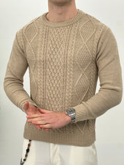 MAGLIONE GIROCOLLO INTRECCIATO 23-631 col. BEIGE