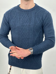 MAGLIONE GIROCOLLO INTRECCIATO 23-631 col. JEANS