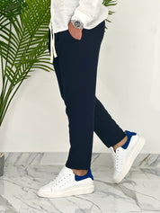 PANTALONI IN LINO PU2126 COL.BLU SCURO