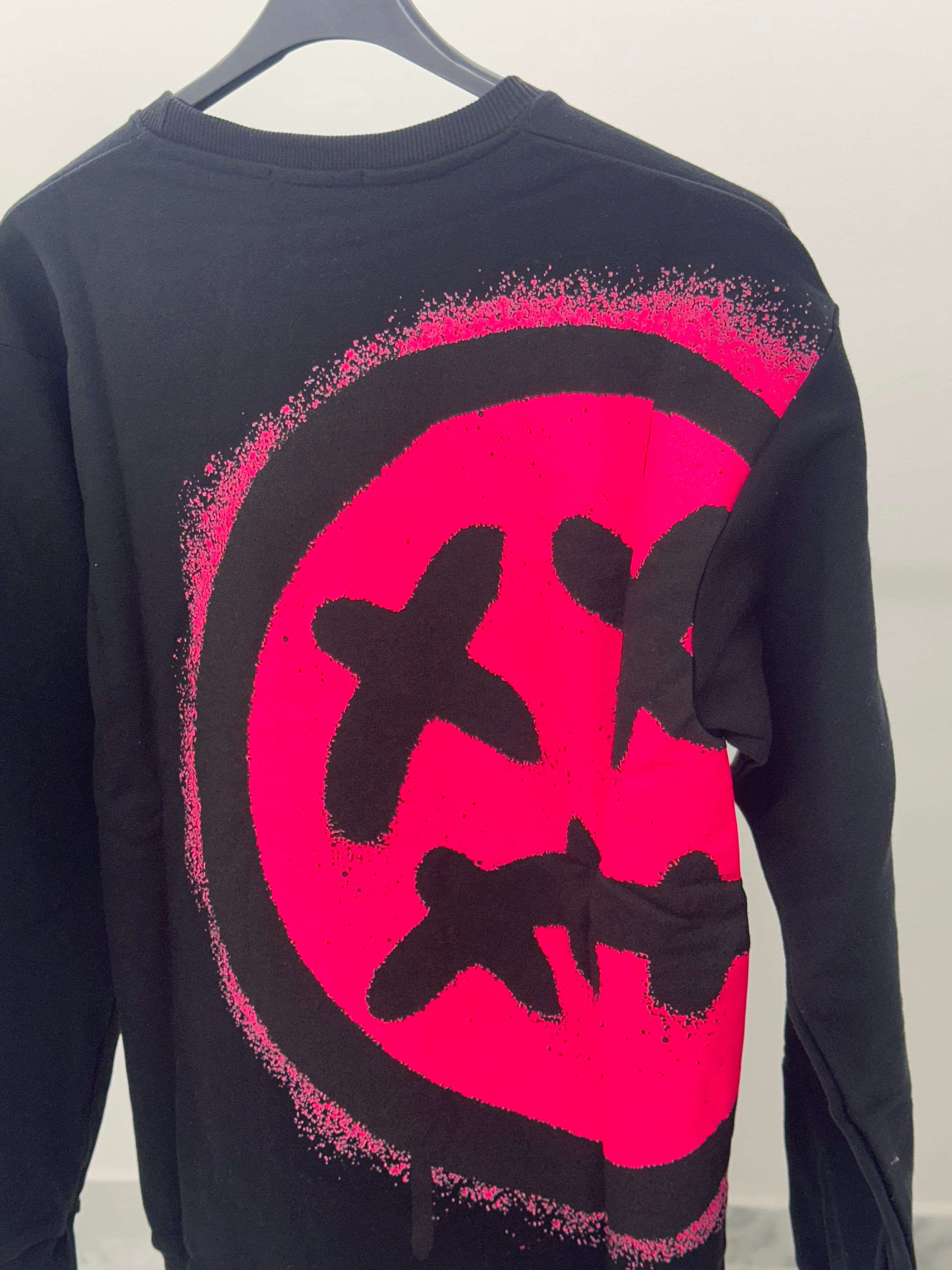 FELPA SMILE NERO-FUXIA