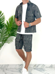 COORDINATO BLACK RIPPED CARGO
