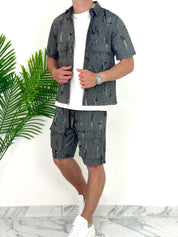 COORDINATO BLACK RIPPED CARGO