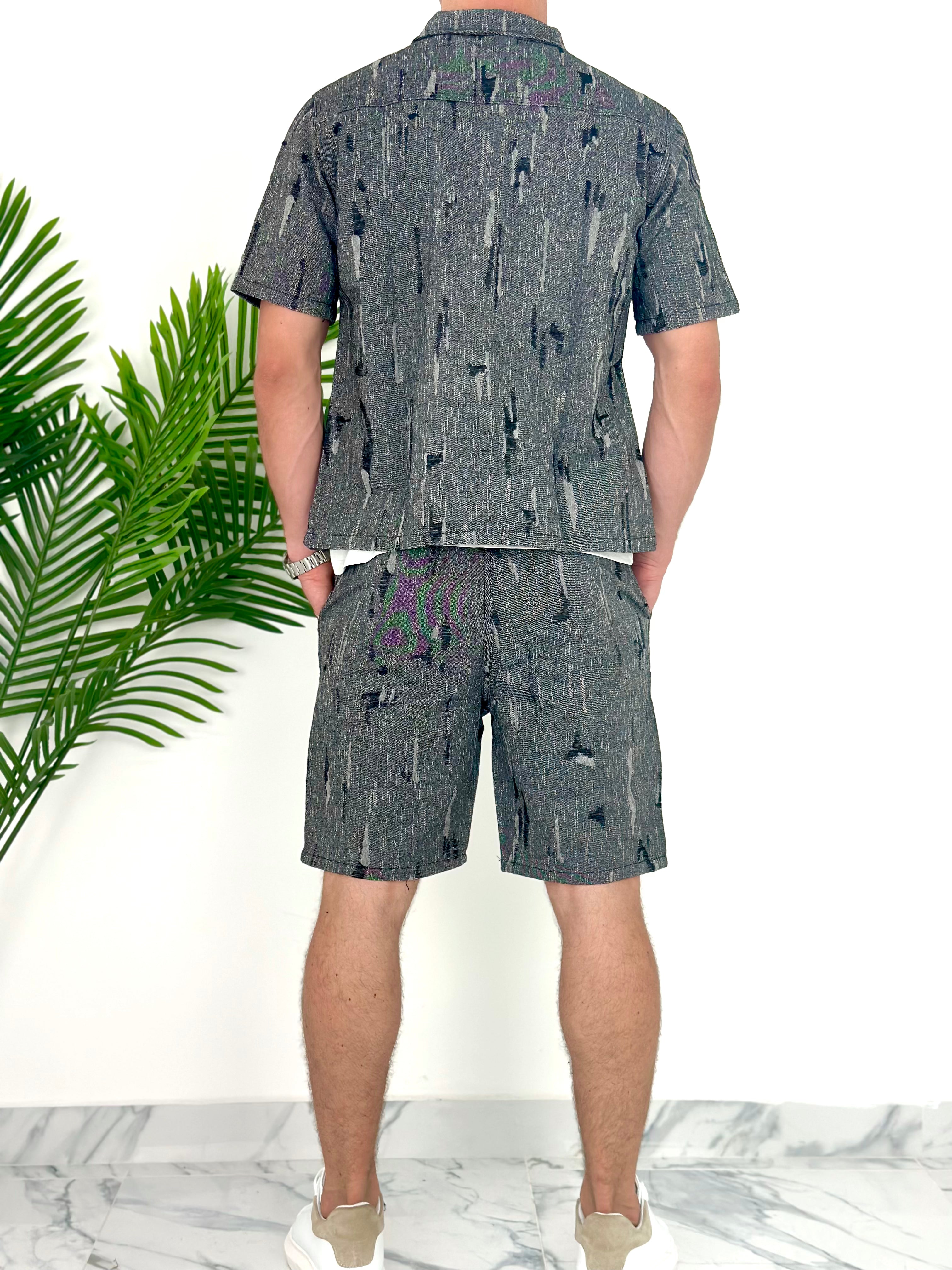 COORDINATO BLACK RIPPED CARGO
