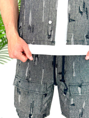 COORDINATO BLACK RIPPED CARGO