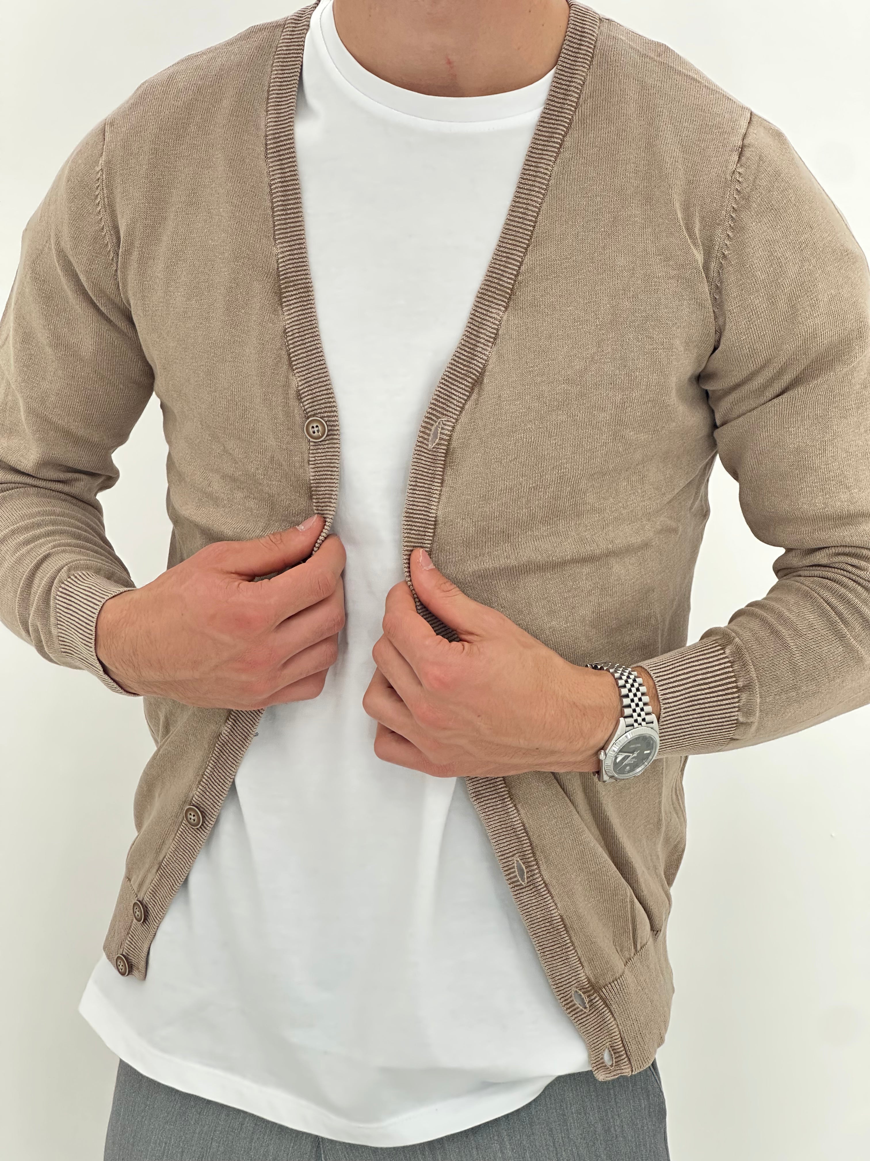 CARDIGAN LEGGERO M-810 col.SABBIA