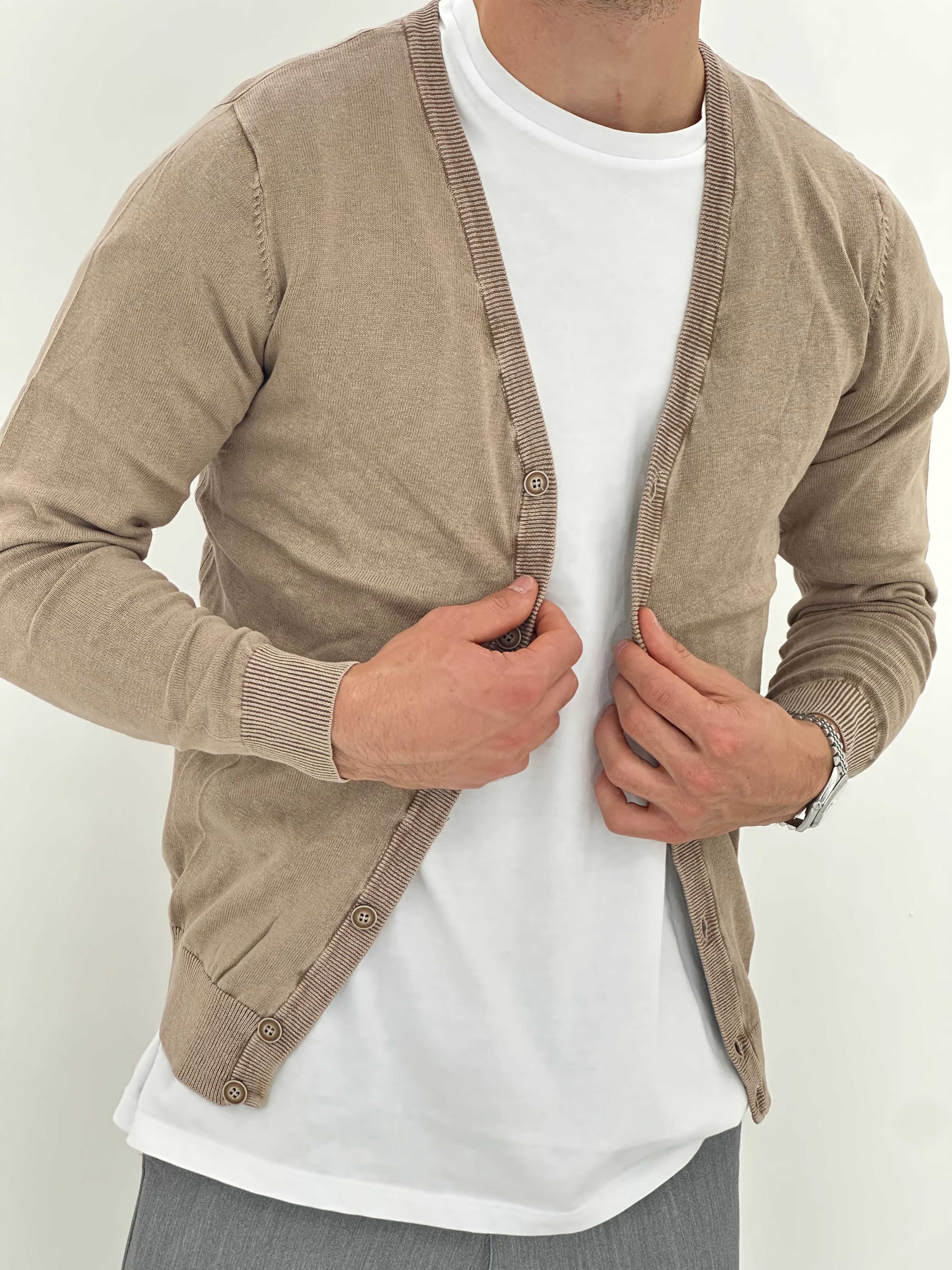 CARDIGAN LEGGERO M-810 col.SABBIA
