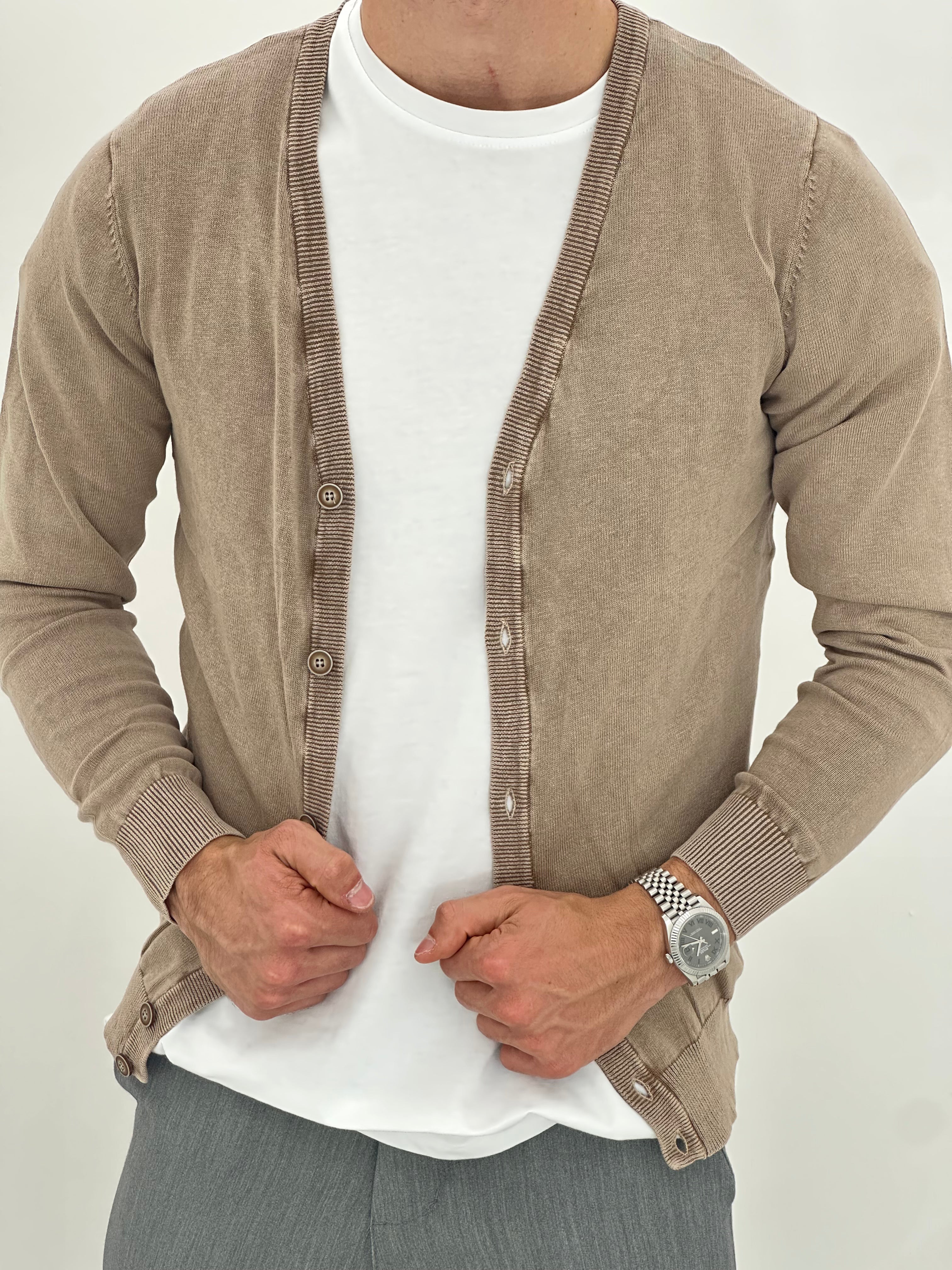 CARDIGAN LEGGERO M-810 col.SABBIA