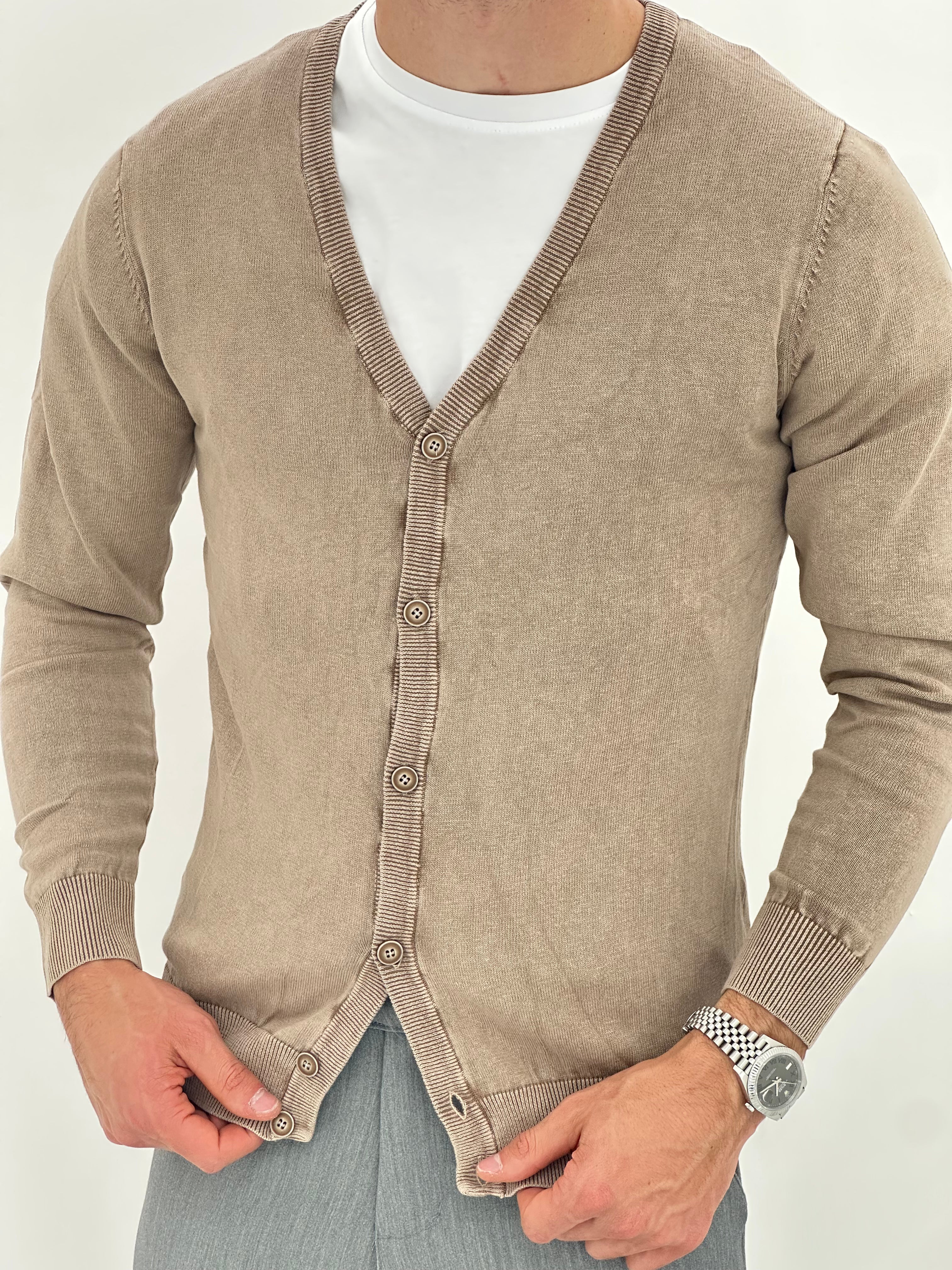 CARDIGAN LEGGERO M-810 col.SABBIA