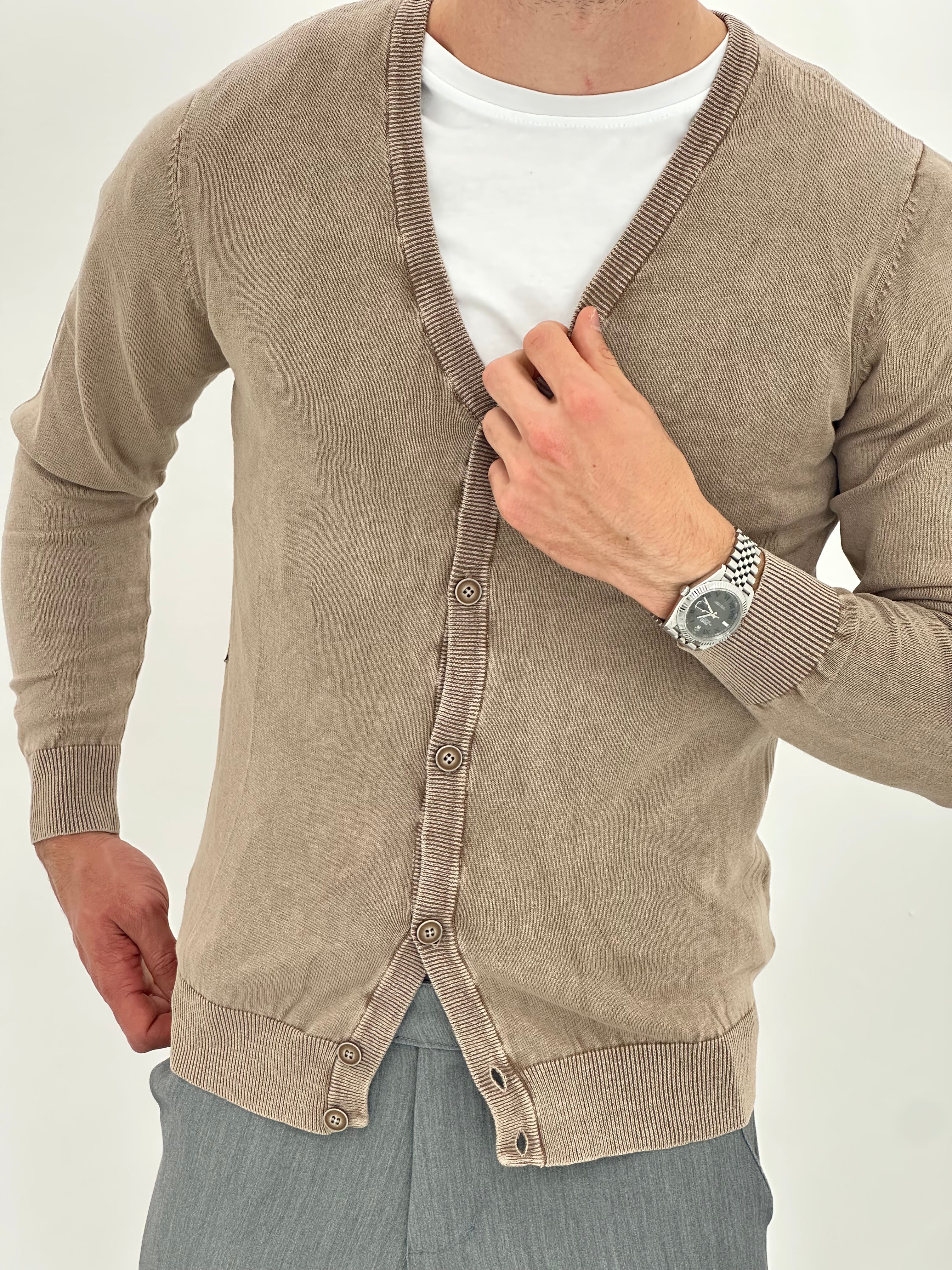 CARDIGAN LEGGERO M-810 col.SABBIA
