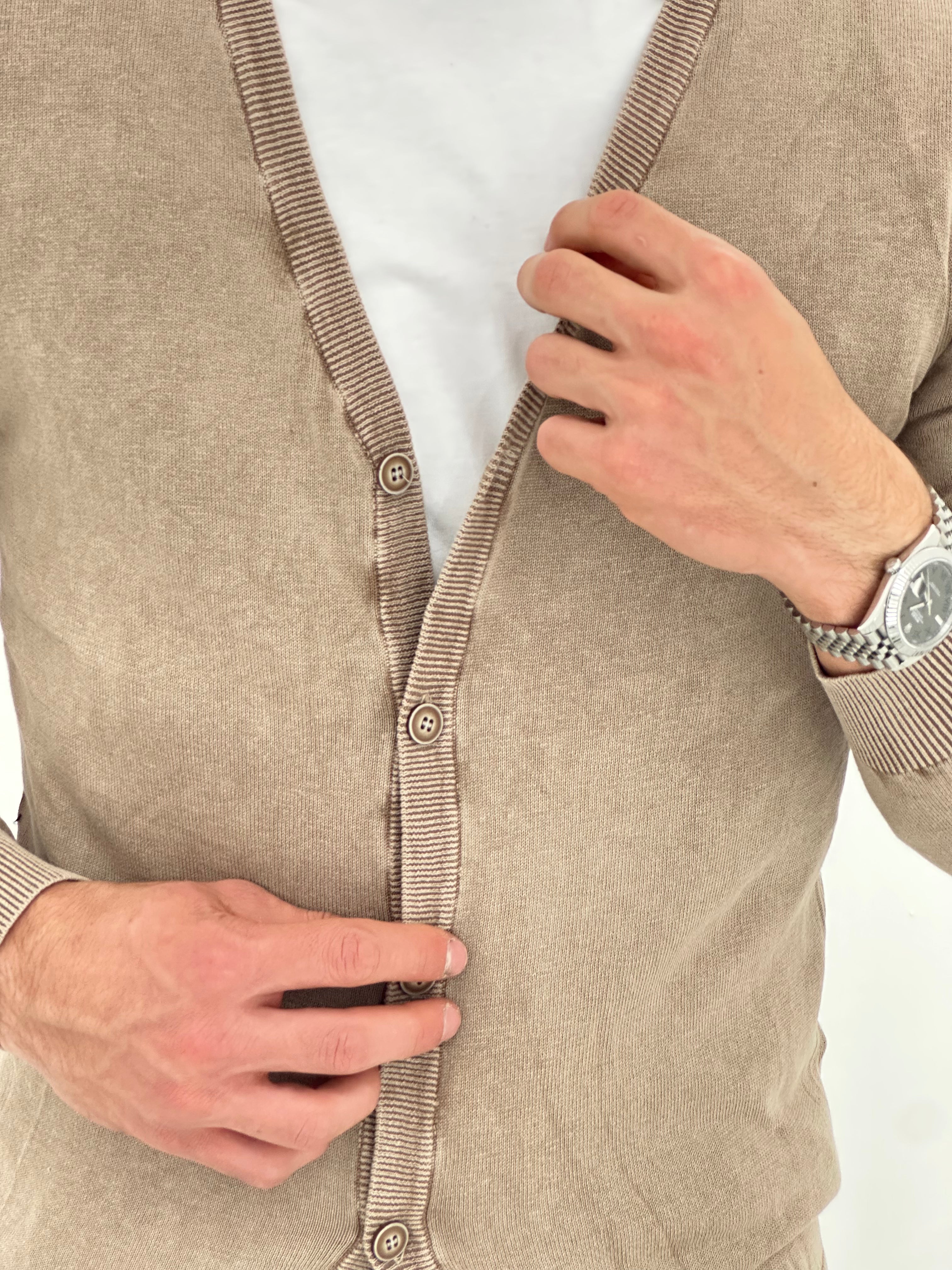 CARDIGAN LEGGERO M-810 col.SABBIA