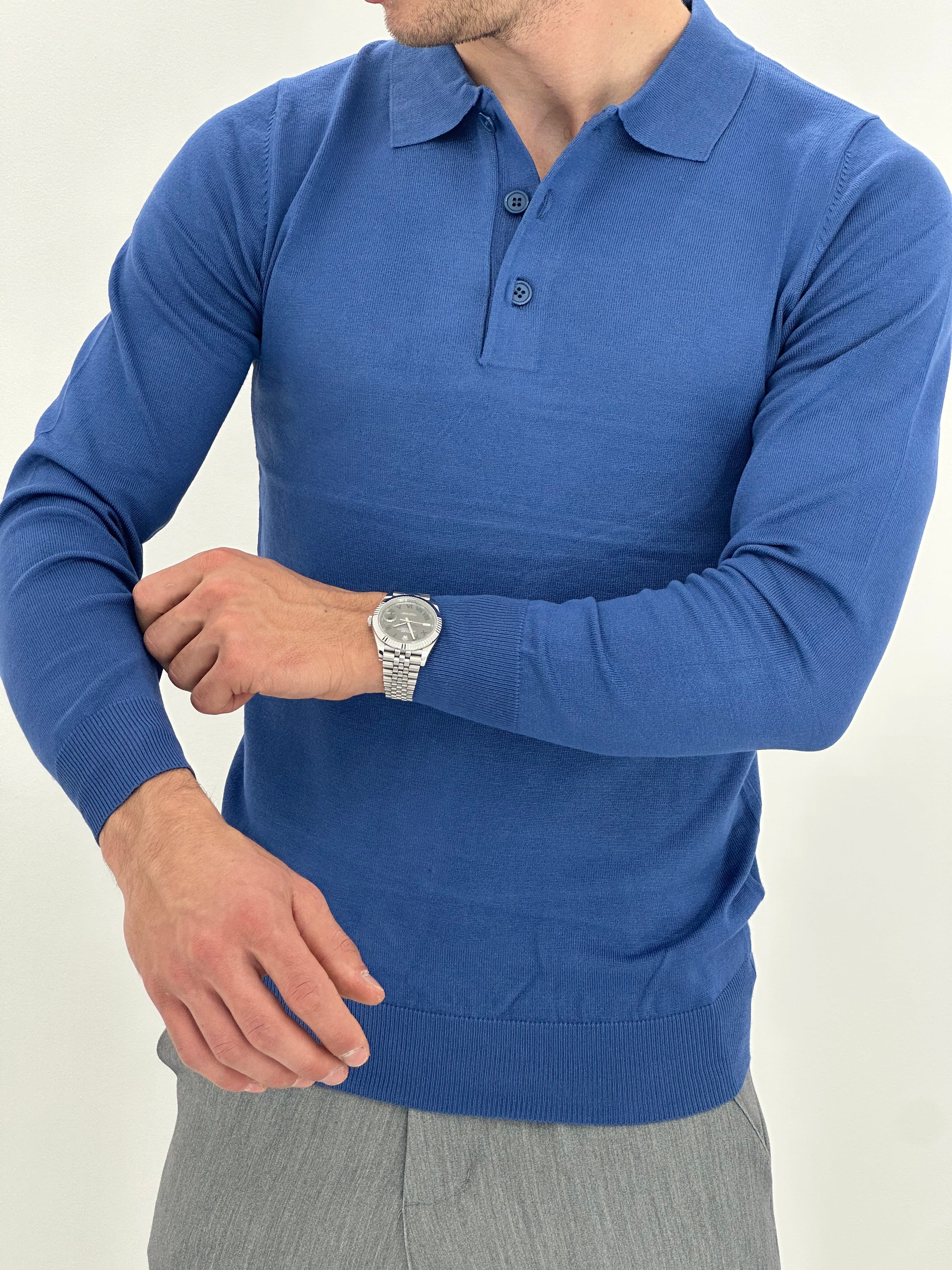 POLO MANICA LUNGA WFM002 COL.BLU