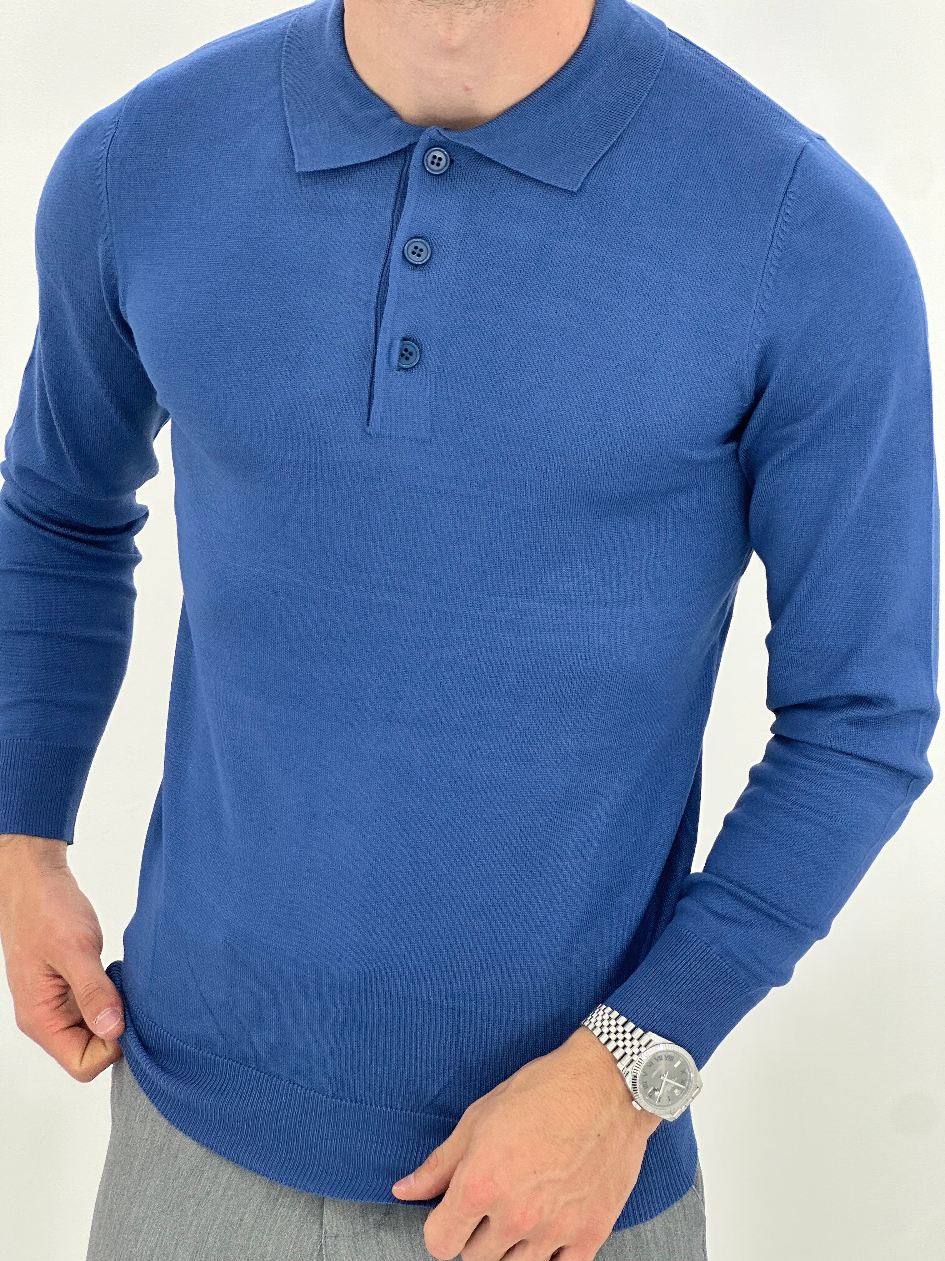 POLO MANICA LUNGA WFM002 COL.BLU