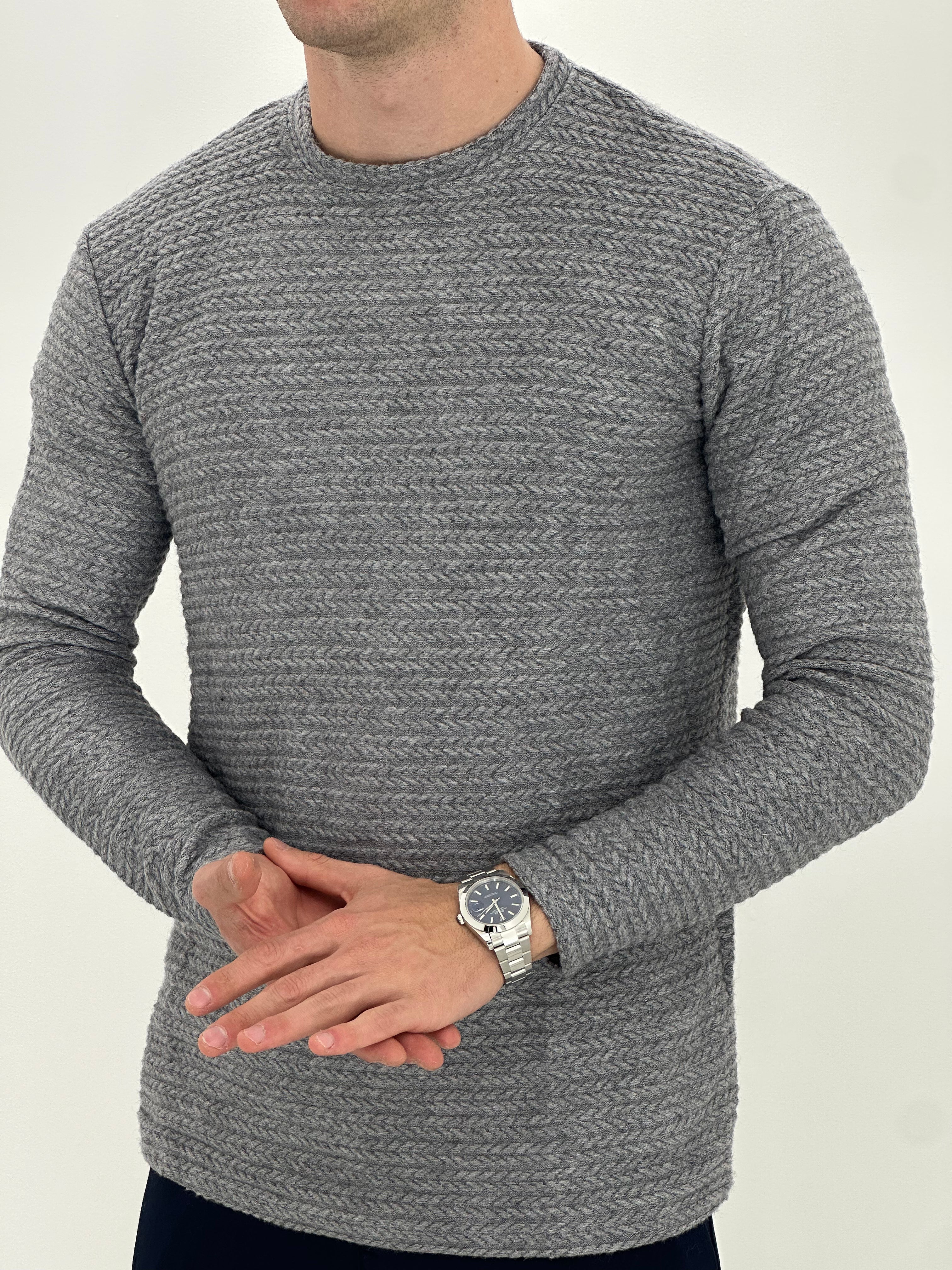 GIROCOLLO CON TRAMA D7178  COL.GRIGIO