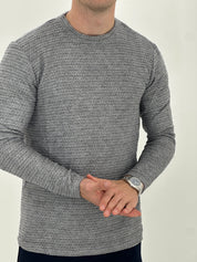 GIROCOLLO CON TRAMA D7178  COL.GRIGIO