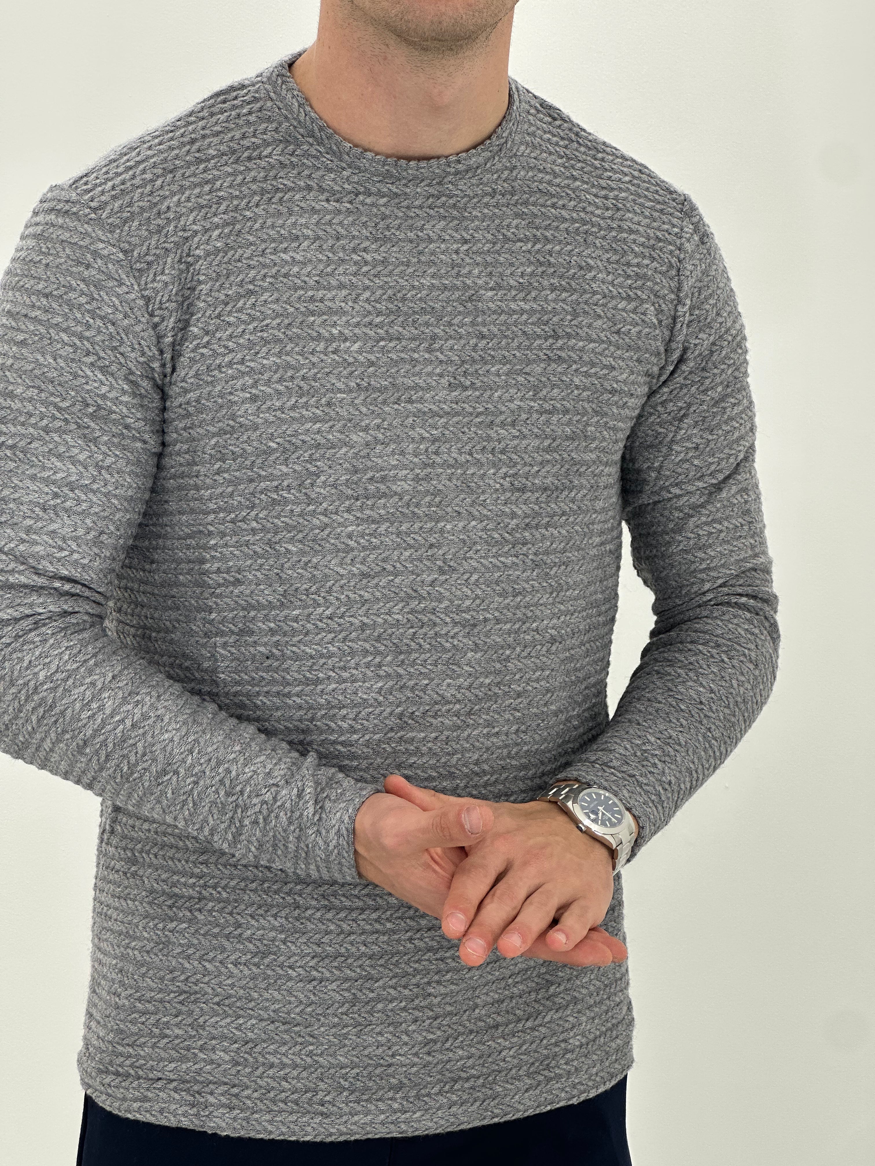 GIROCOLLO CON TRAMA D7178  COL.GRIGIO