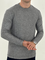 GIROCOLLO CON TRAMA D7178  COL.GRIGIO