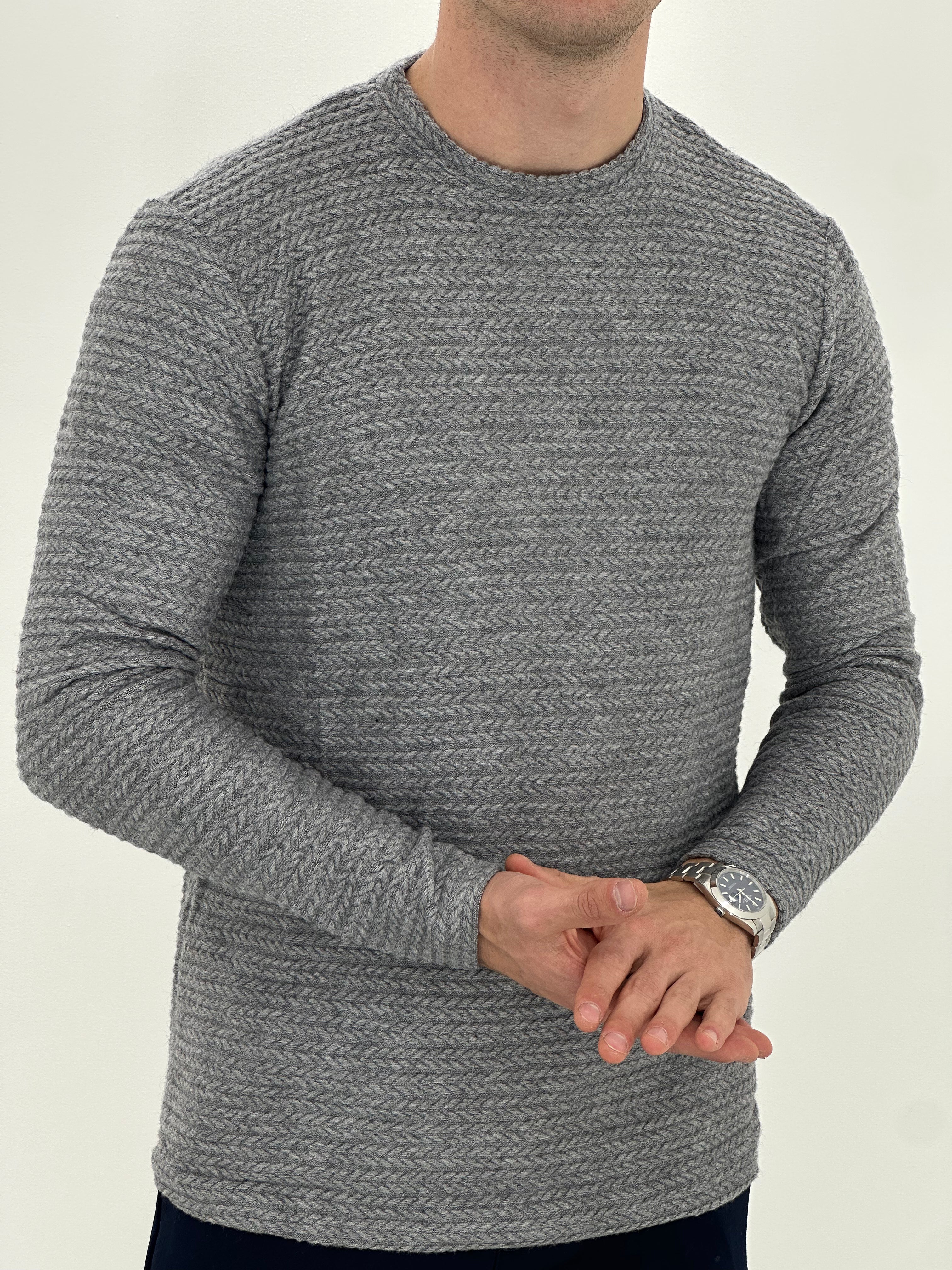 GIROCOLLO CON TRAMA D7178  COL.GRIGIO