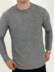 GIROCOLLO CON TRAMA D7178  COL.GRIGIO
