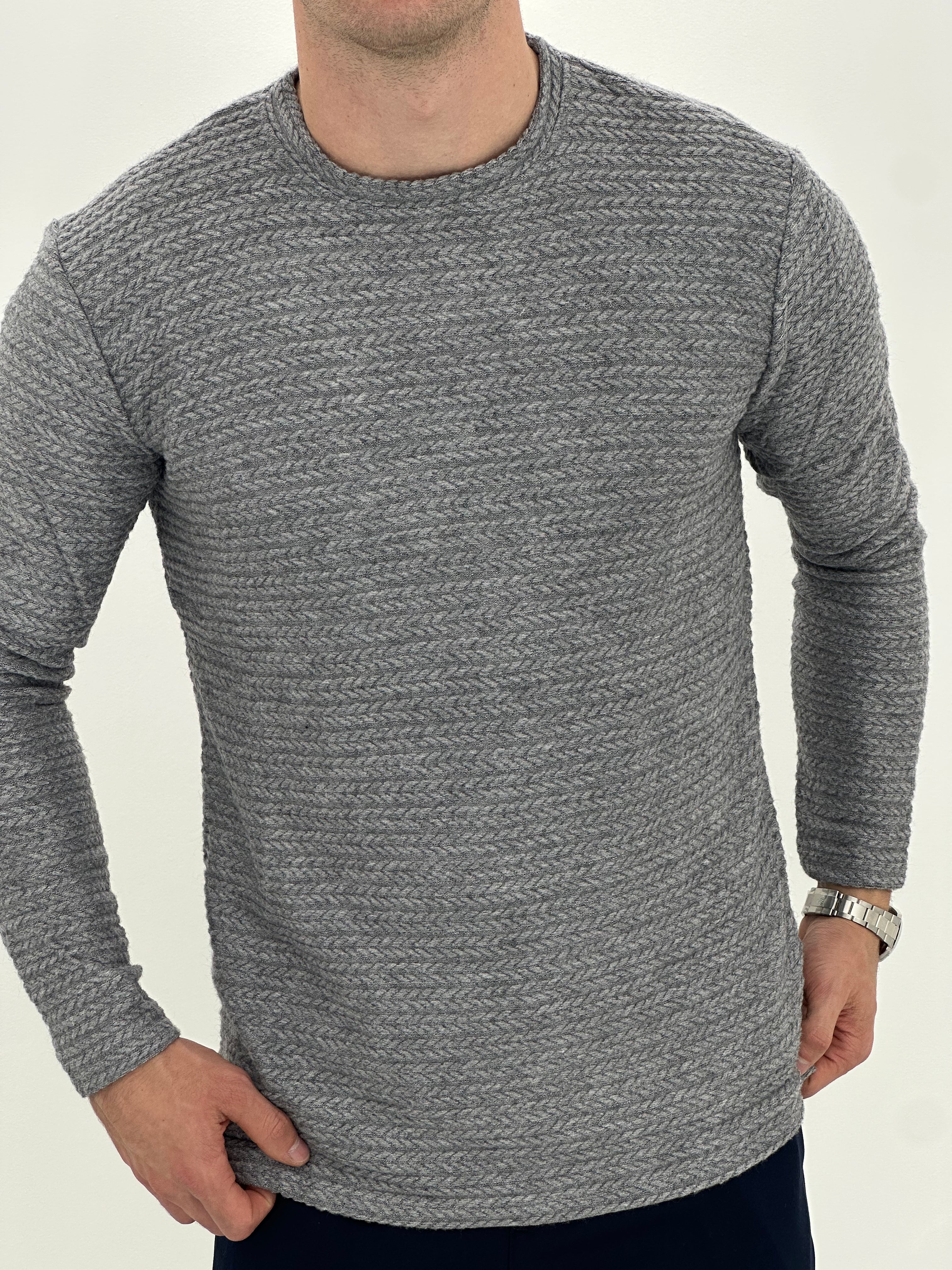 GIROCOLLO CON TRAMA D7178  COL.GRIGIO