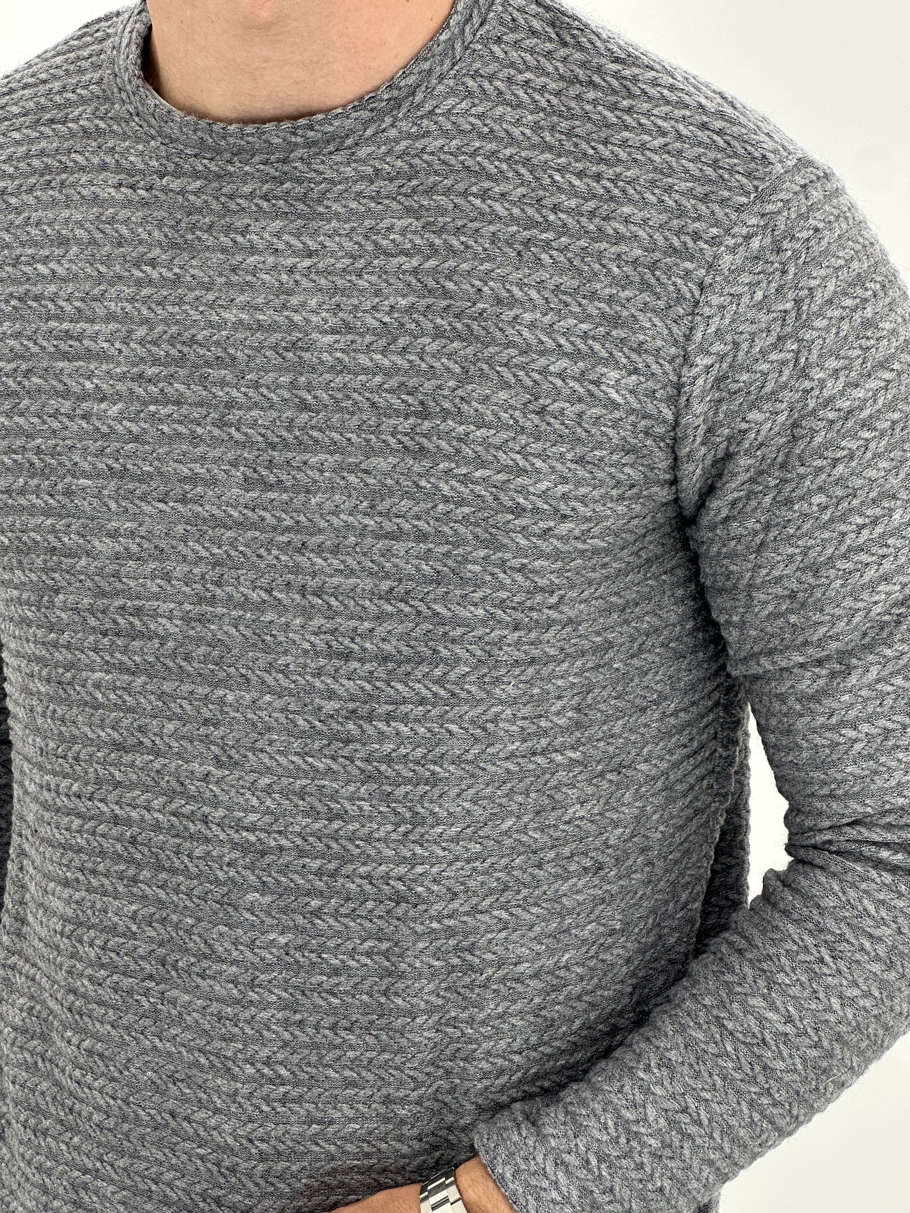 GIROCOLLO CON TRAMA D7178  COL.GRIGIO