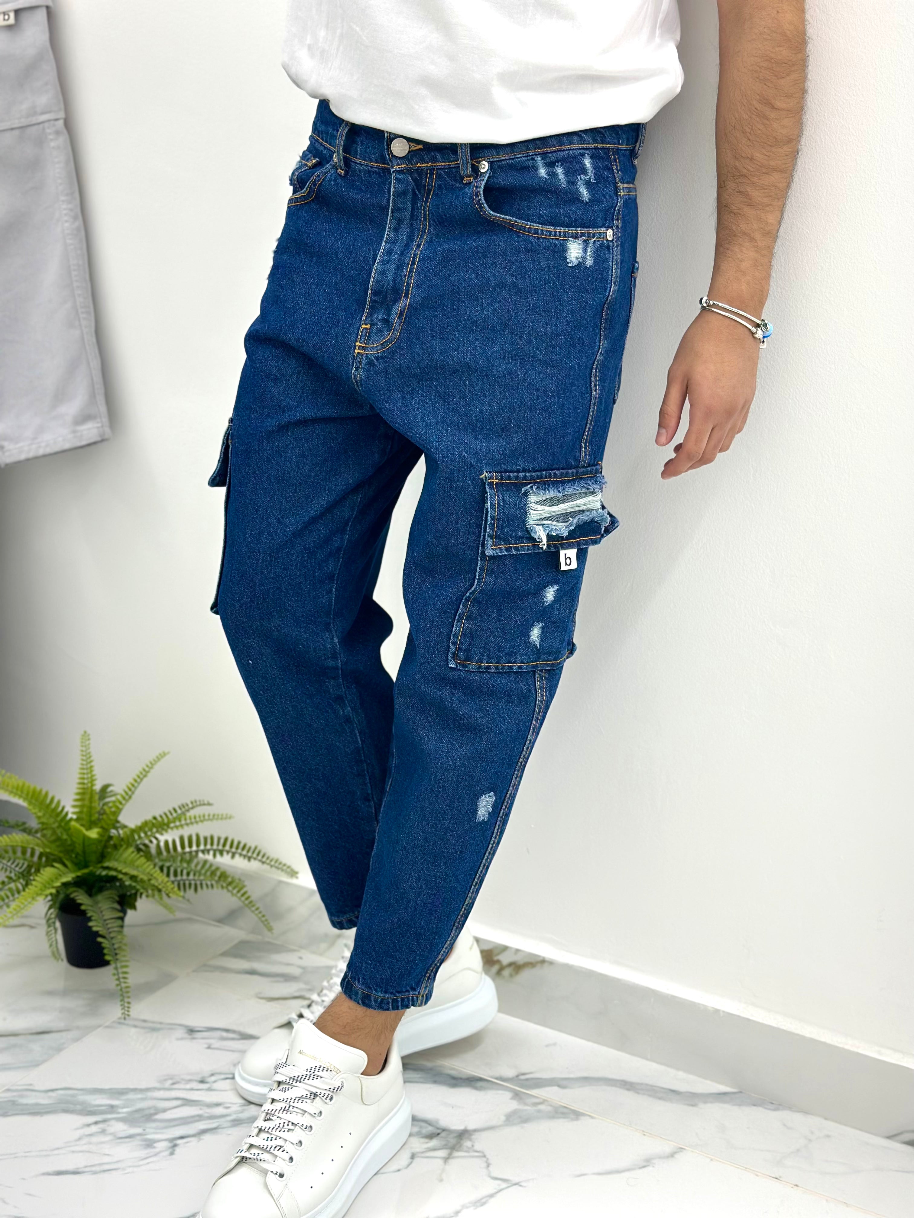 JEANS CARROT FIT DENIM ROTTURE