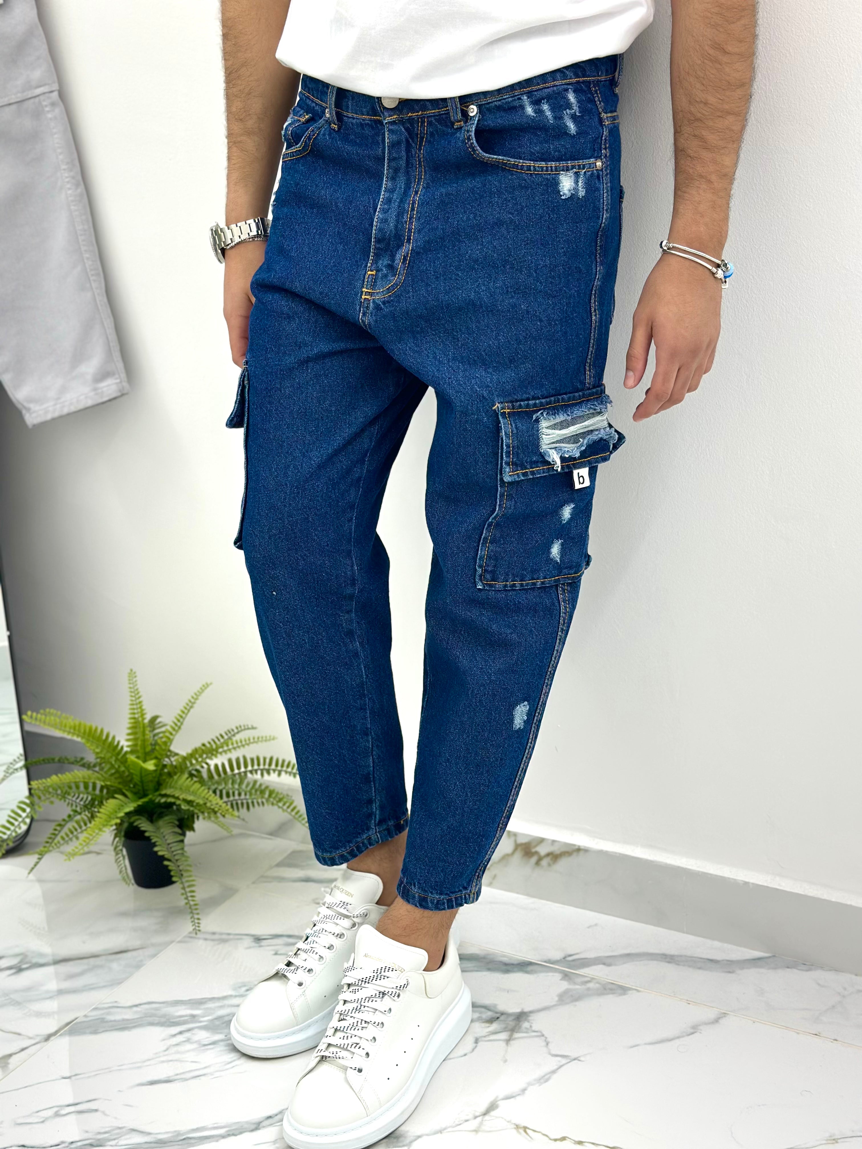 JEANS CARROT FIT DENIM ROTTURE