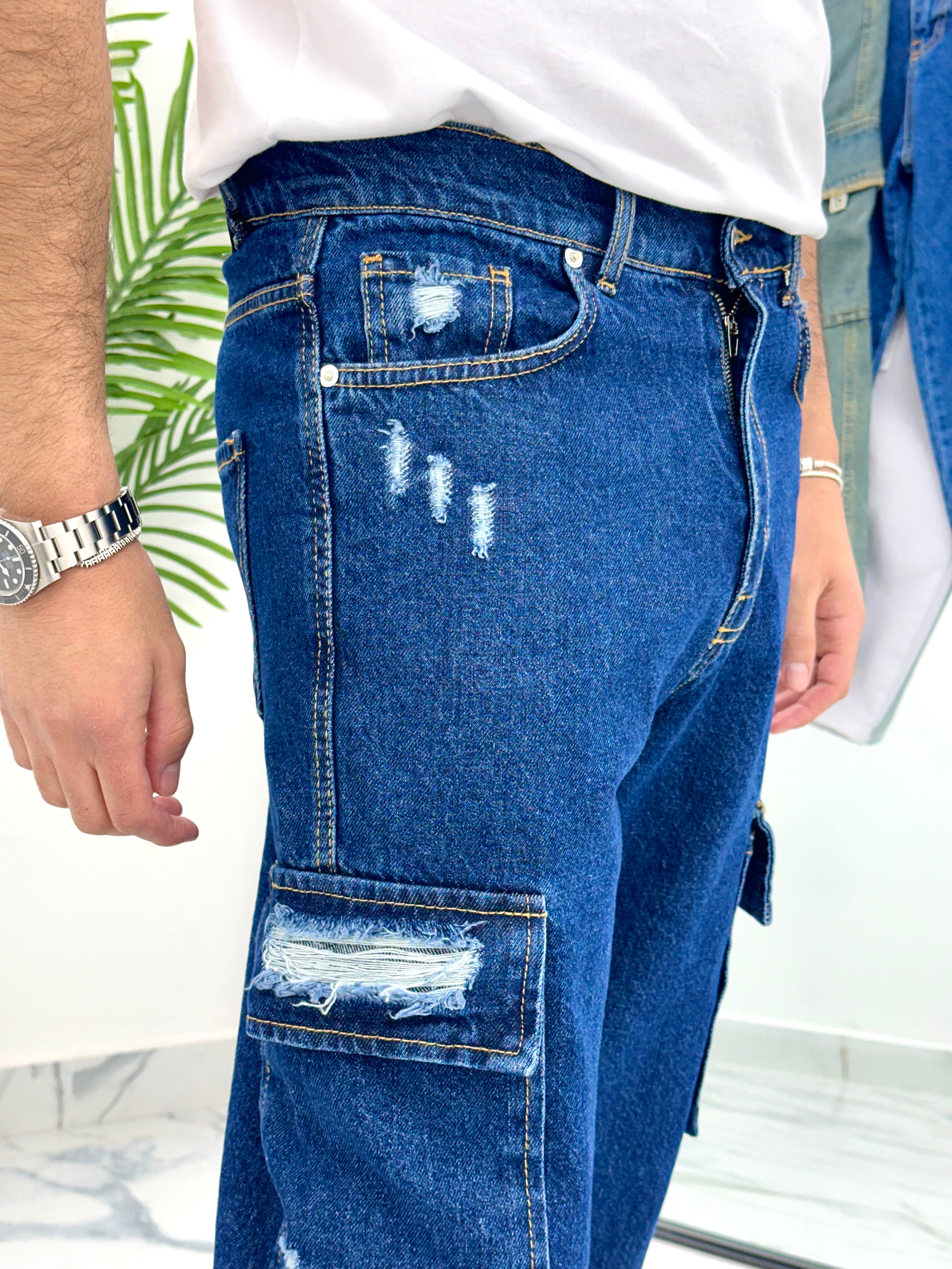JEANS CARROT FIT DENIM ROTTURE