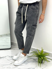 JEANS CARROT FIT BLACK DENIM