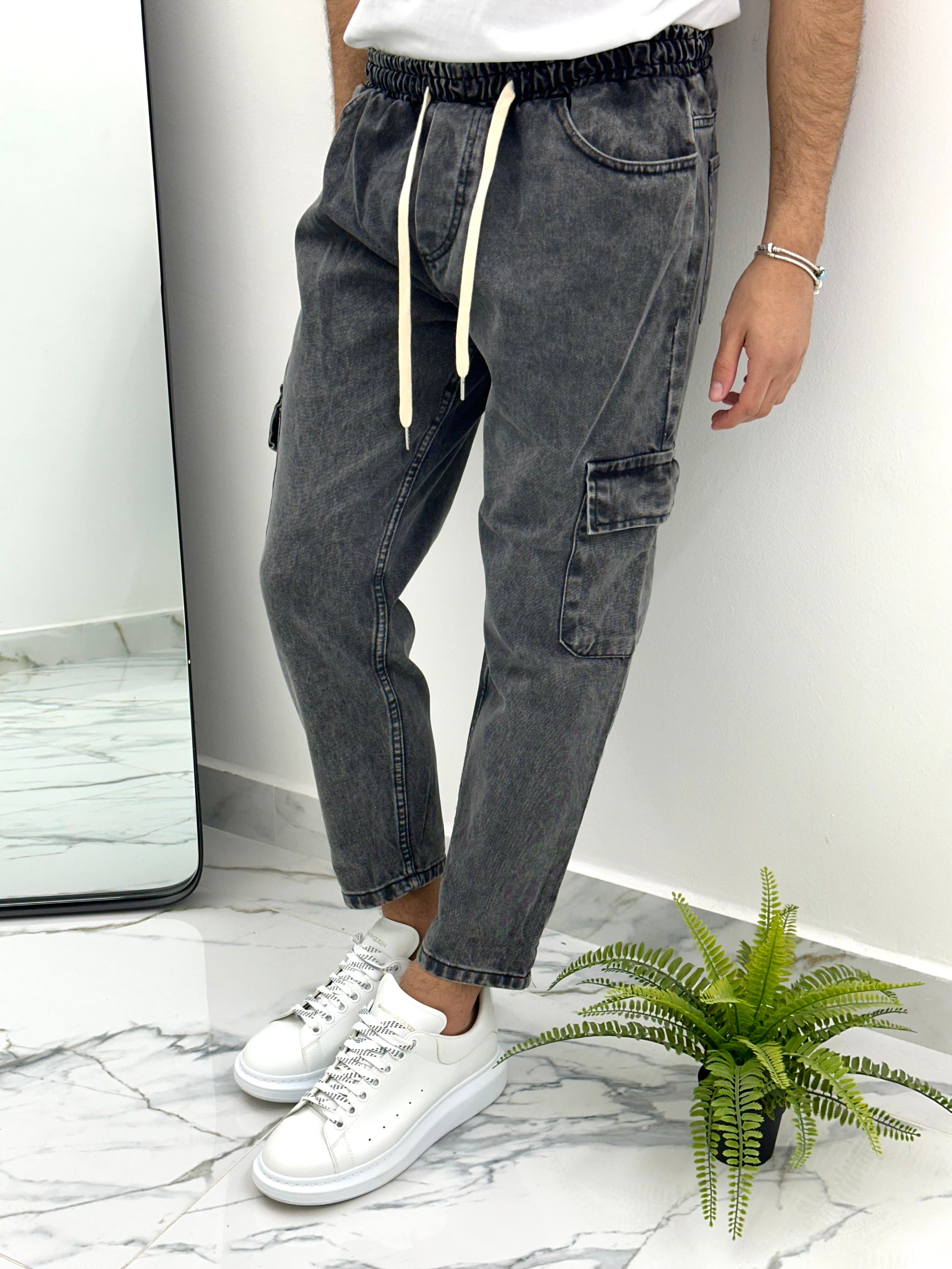 JEANS CARROT FIT BLACK DENIM