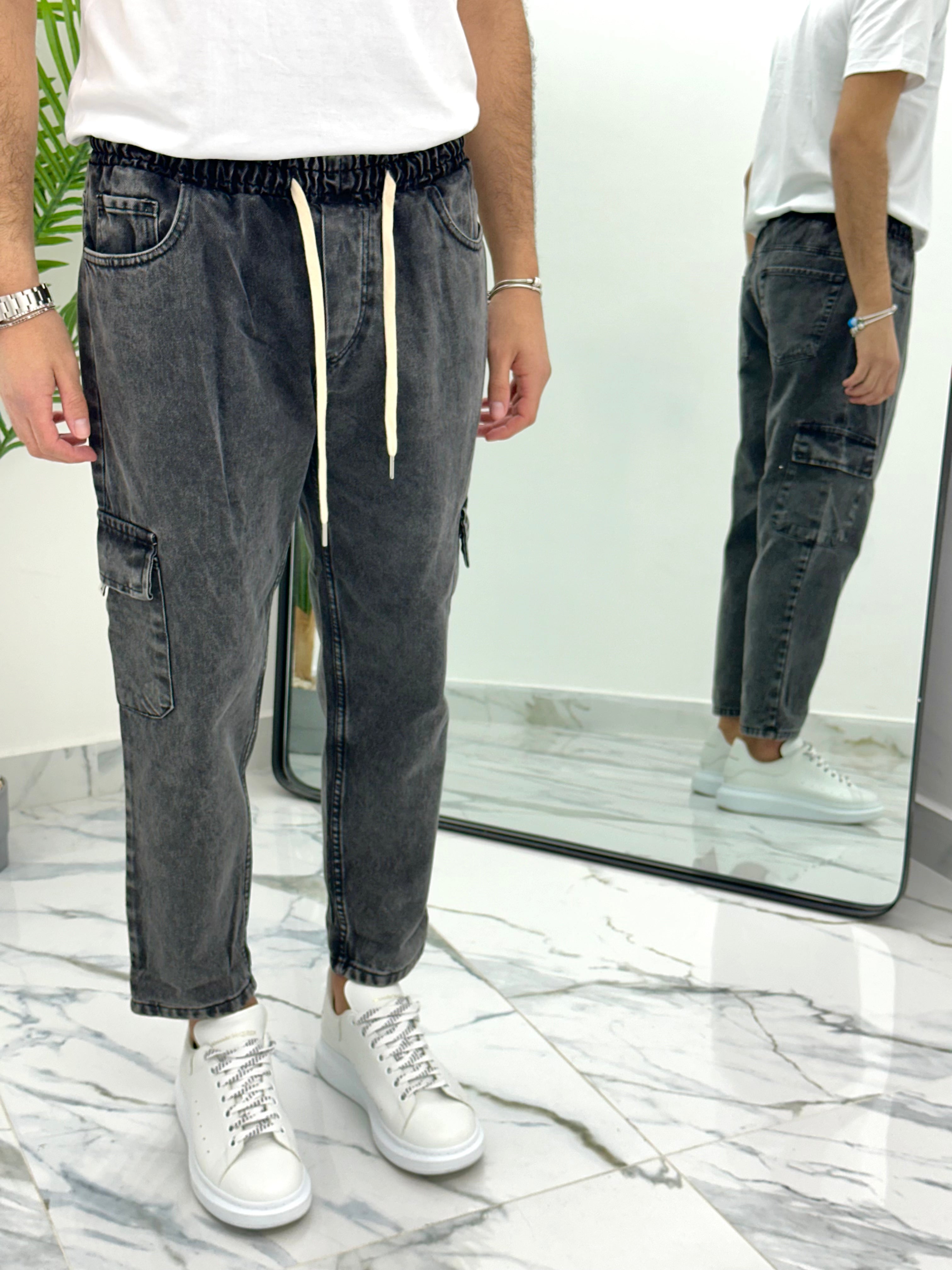 JEANS CARROT FIT BLACK DENIM