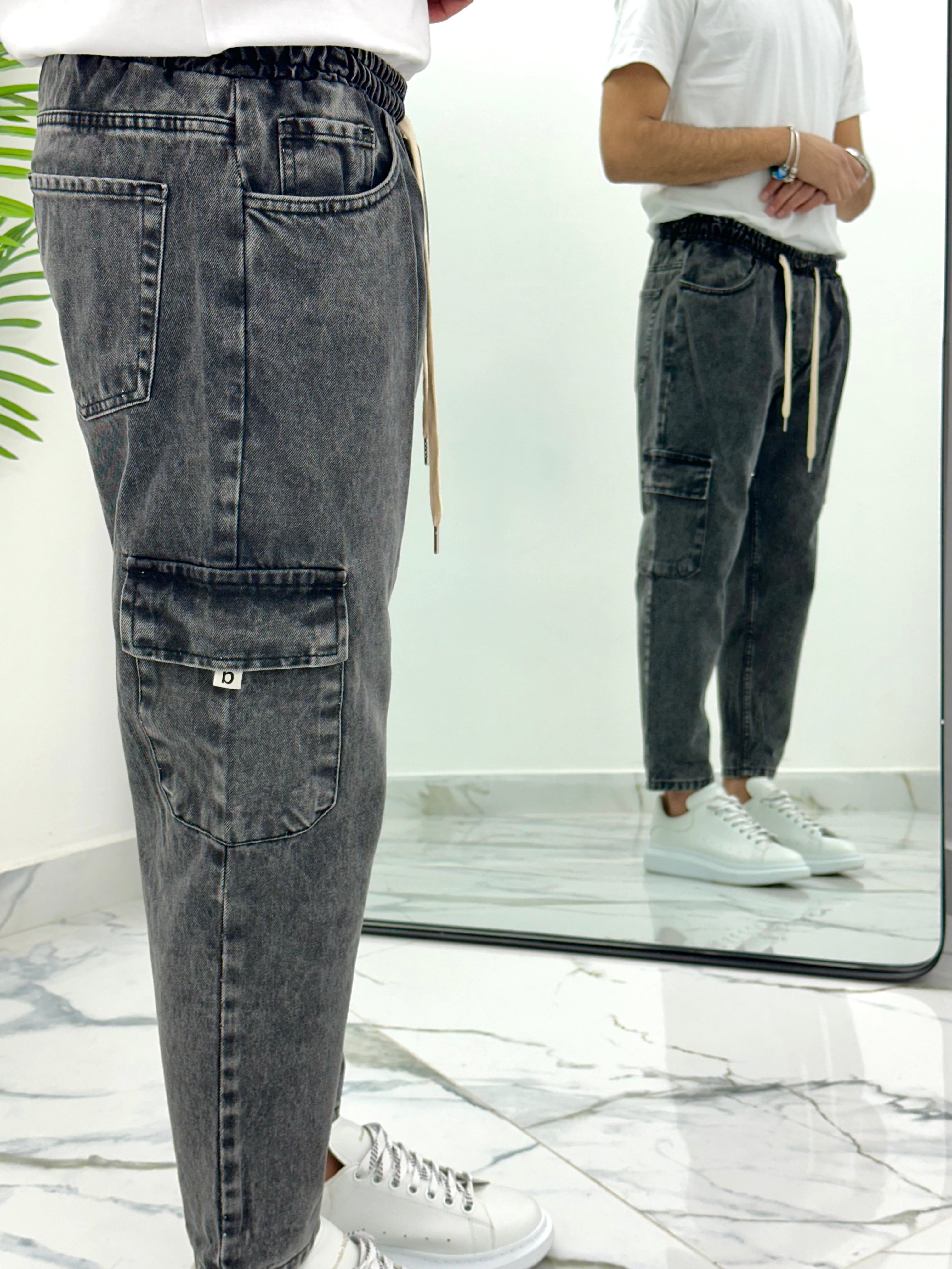 JEANS CARROT FIT BLACK DENIM