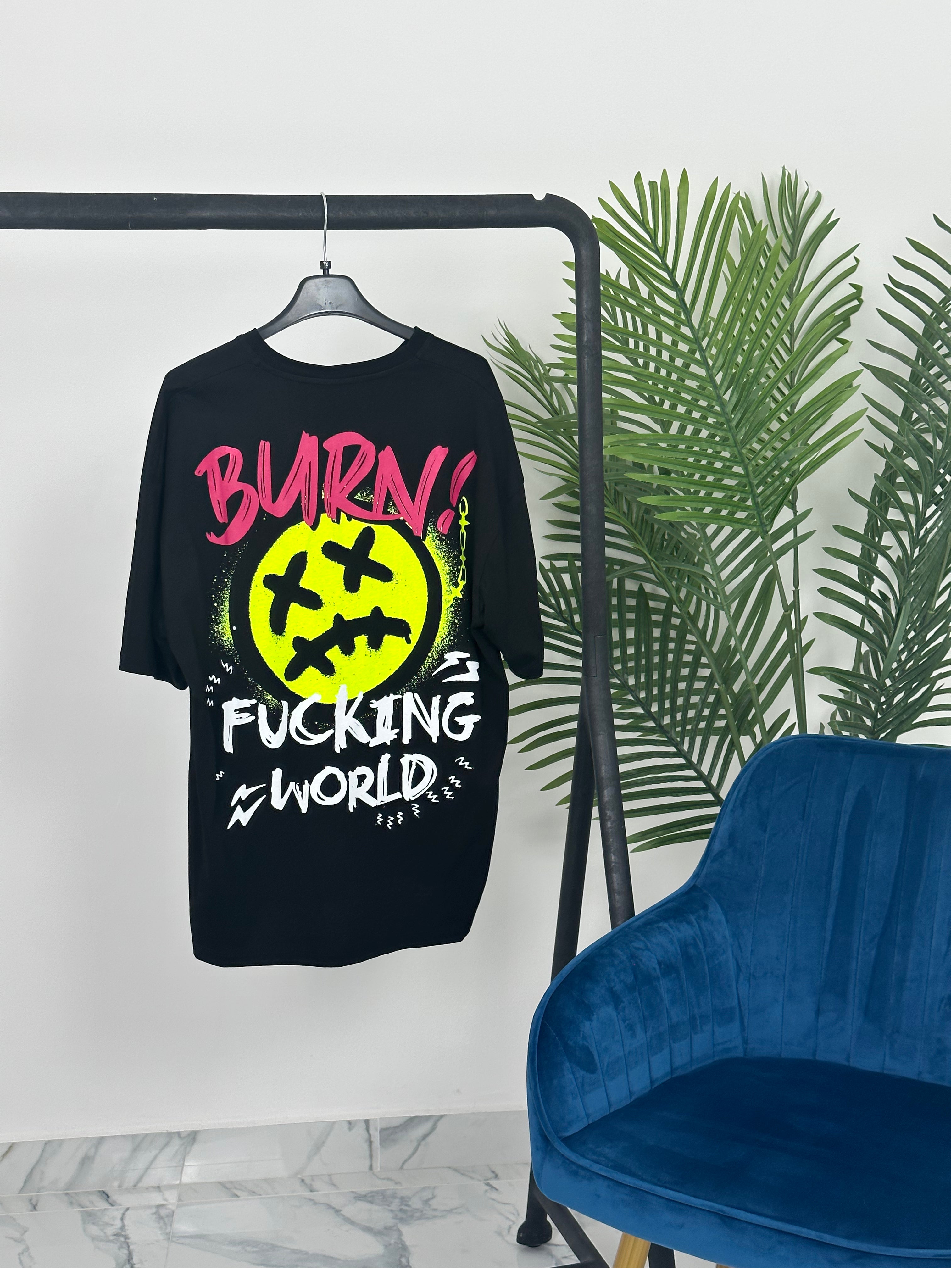 T-SHIRT - BURN! COL.NERO