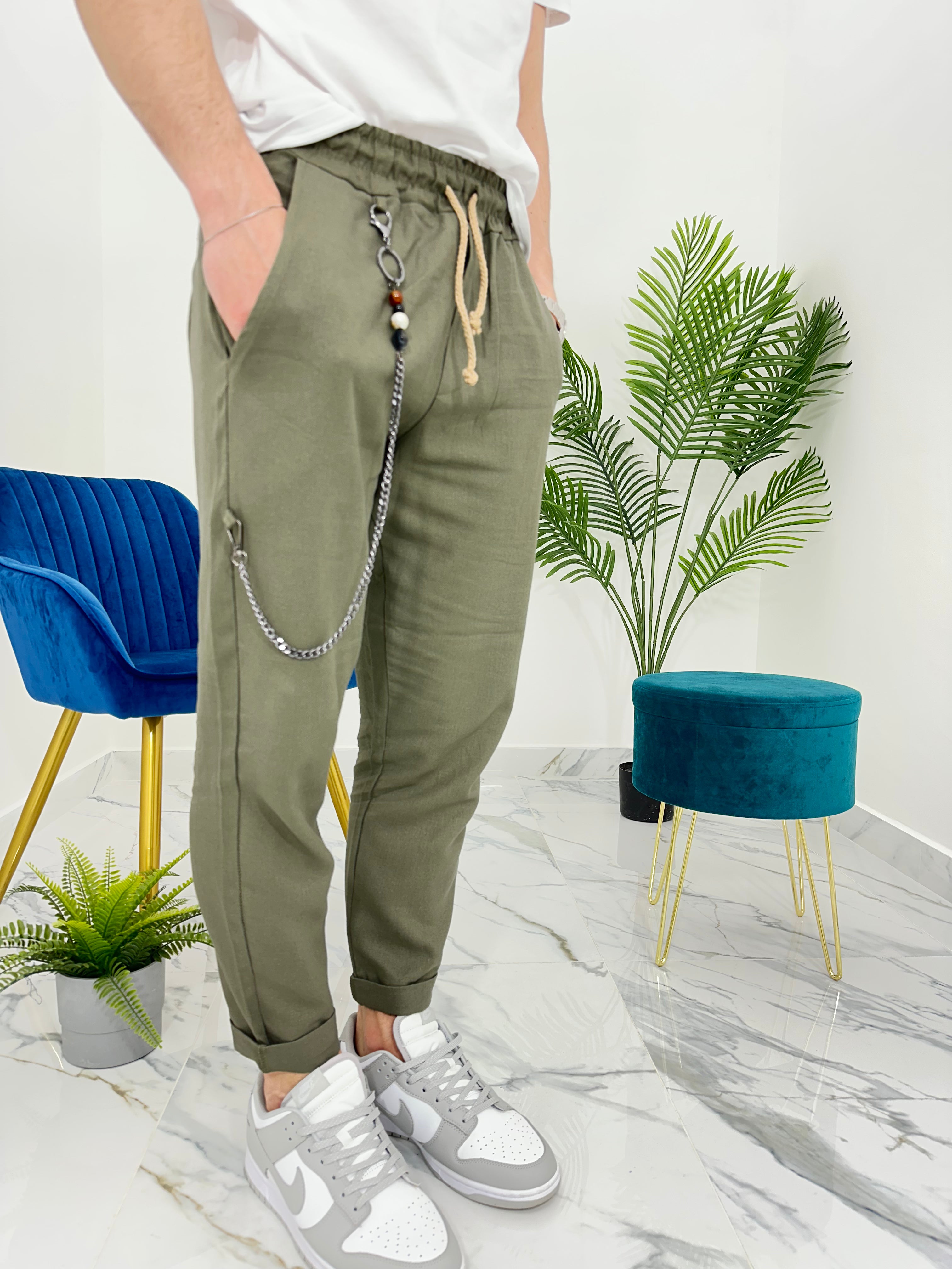 PANTALACCIO IN LINO col.VERDE UG5000