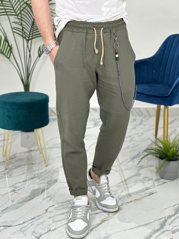 PANTALACCIO IN LINO col.VERDE UG5000