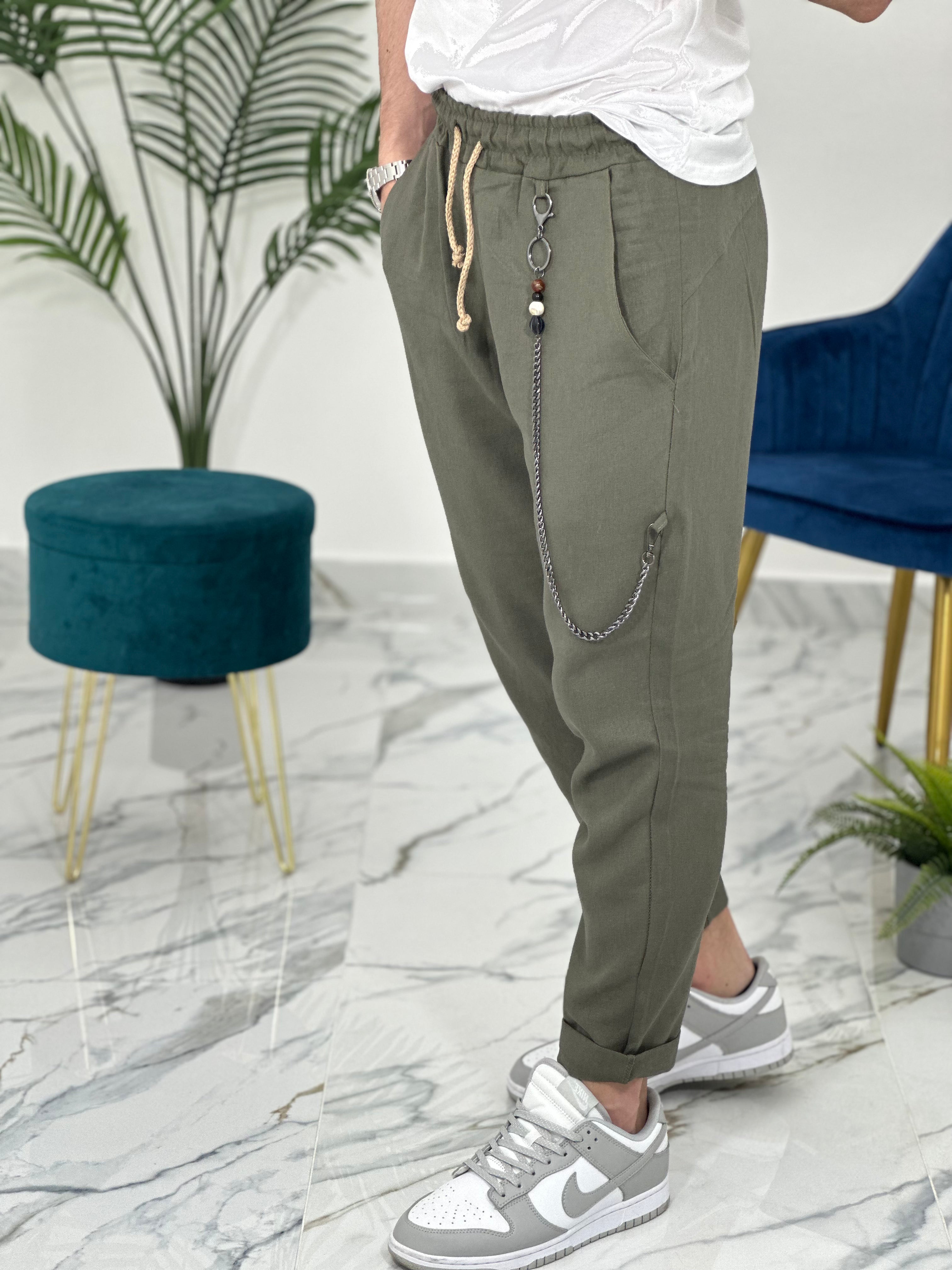 PANTALACCIO IN LINO col.VERDE UG5000