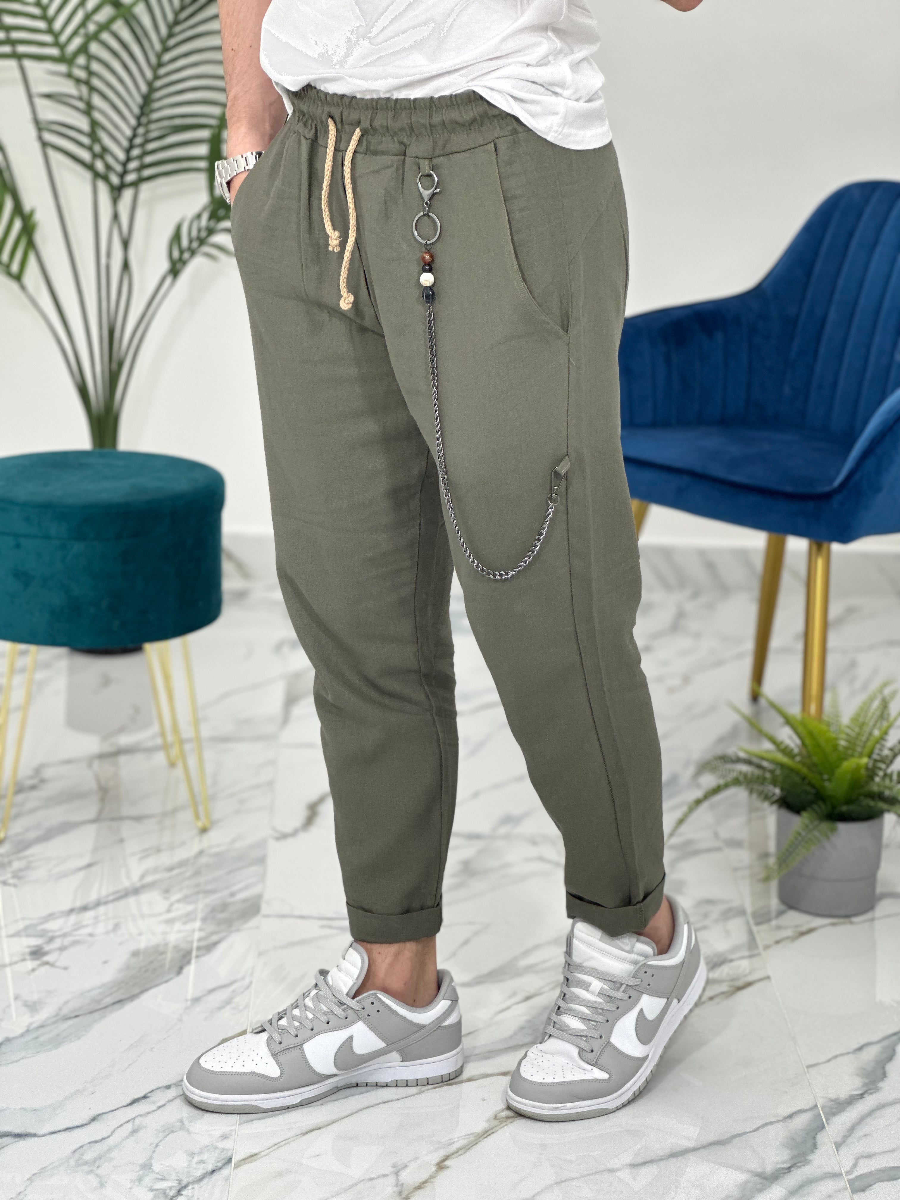 PANTALACCIO IN LINO col.VERDE UG5000