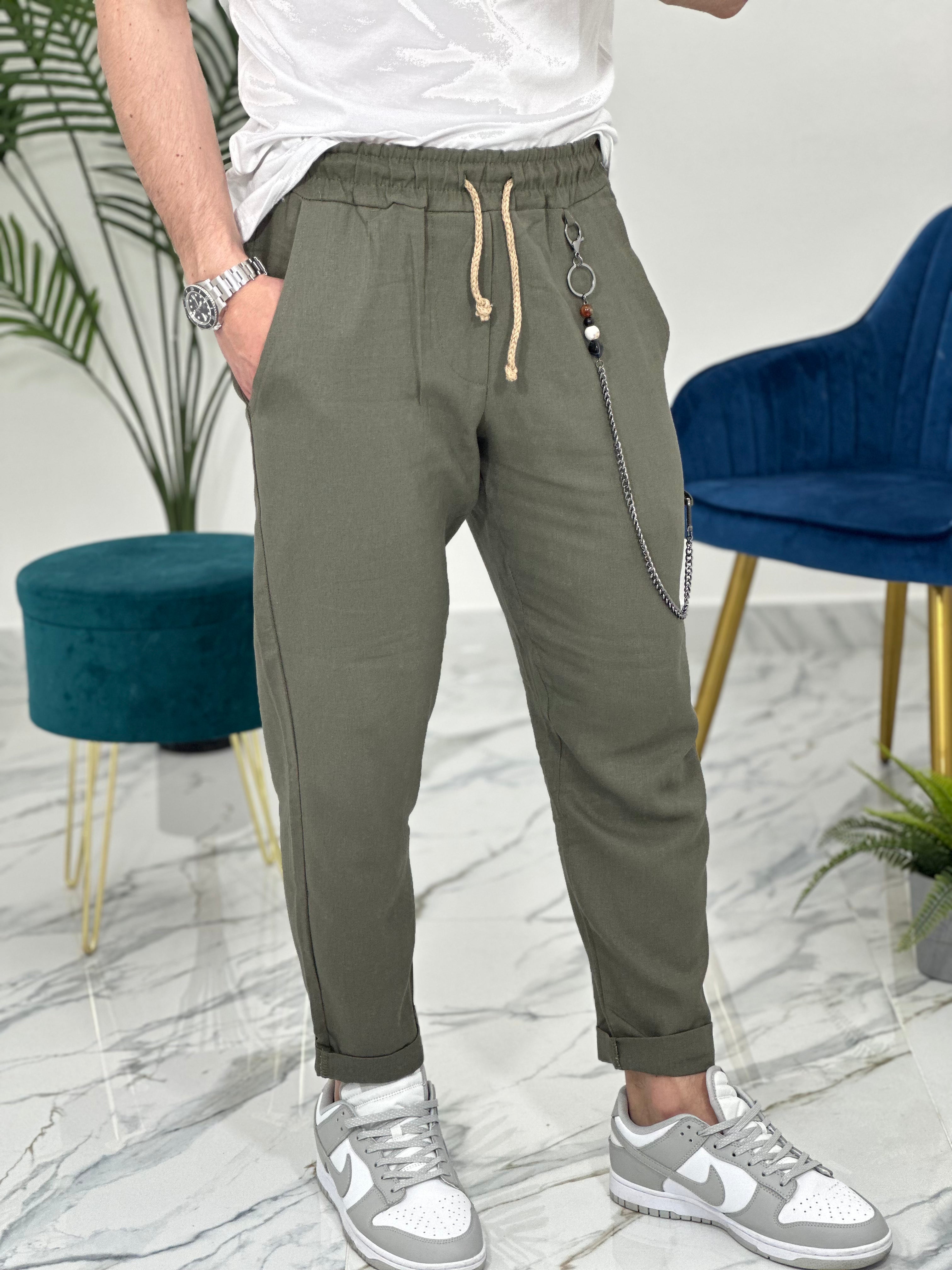PANTALACCIO IN LINO col.VERDE UG5000
