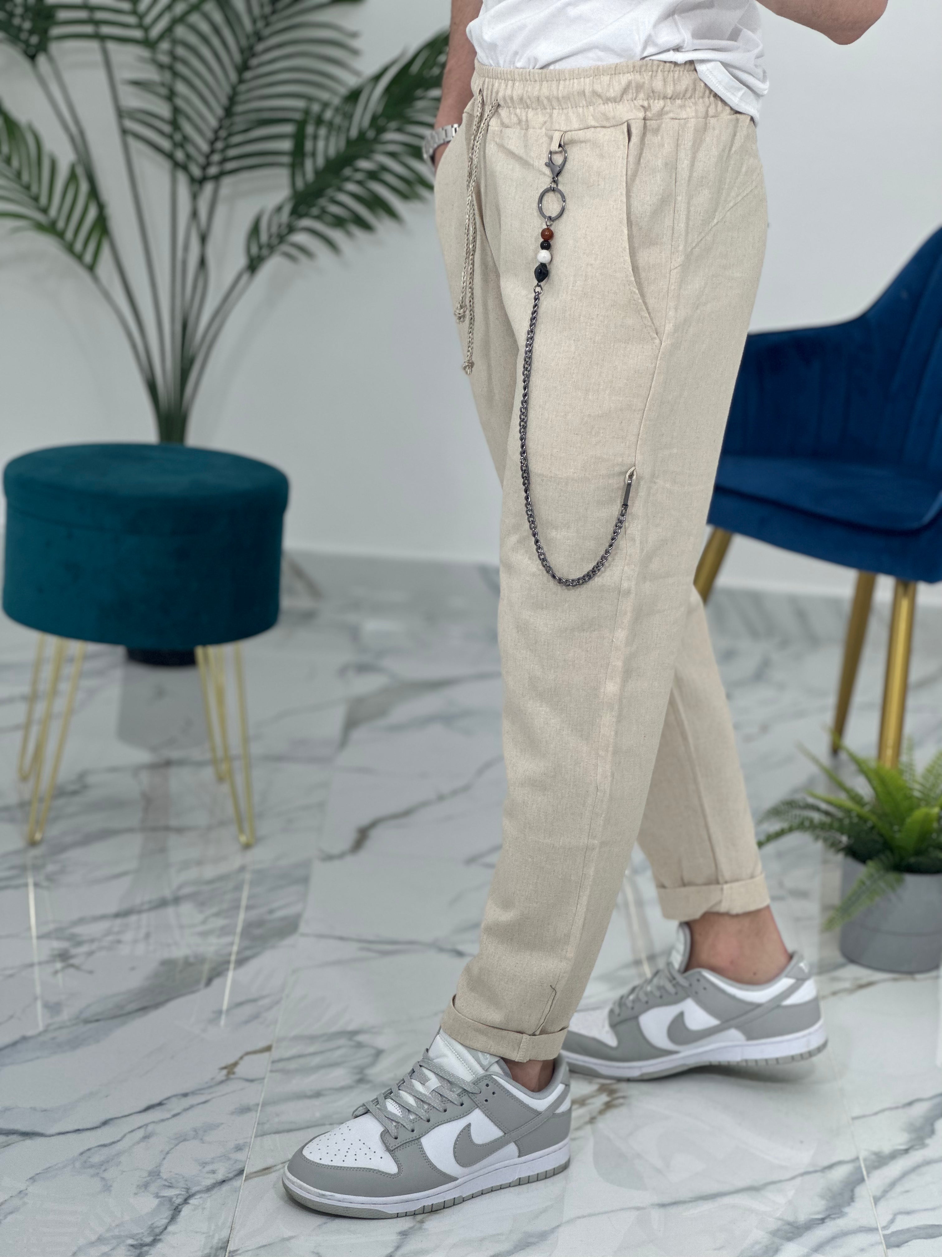 PANTALACCIO IN LINO col.BEIGE UG5000