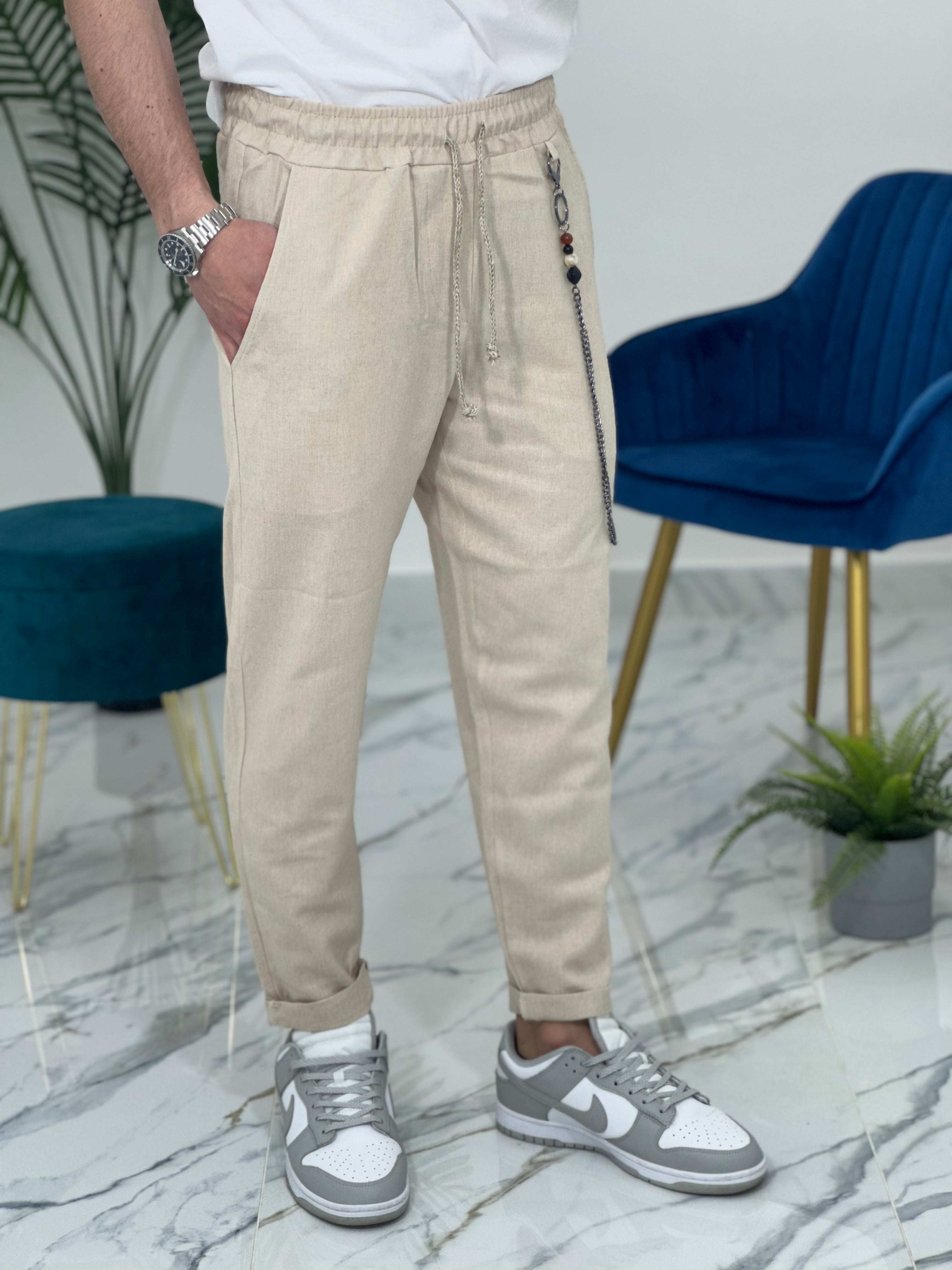 PANTALACCIO IN LINO col.BEIGE UG5000