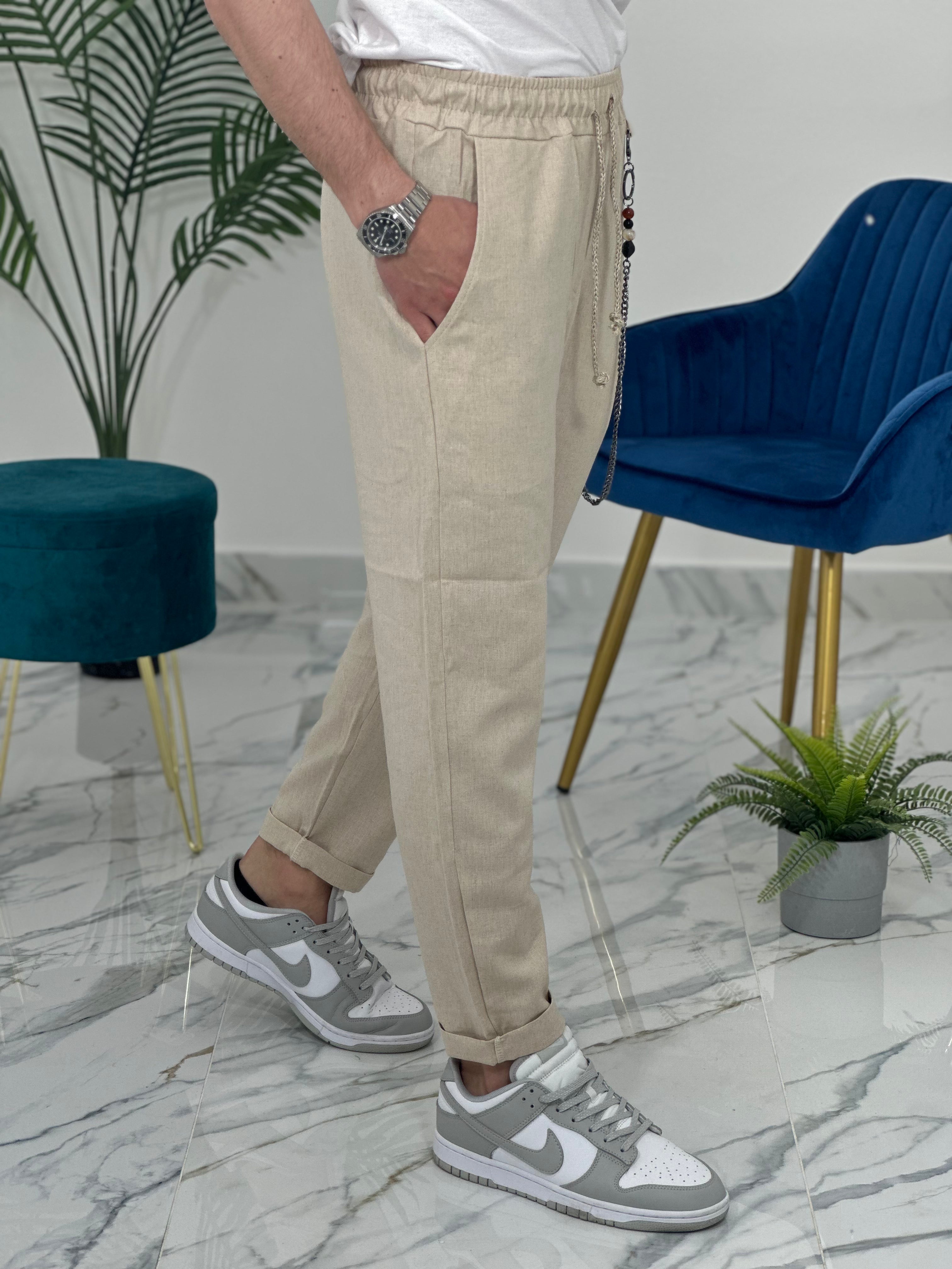 PANTALACCIO IN LINO col.BEIGE UG5000