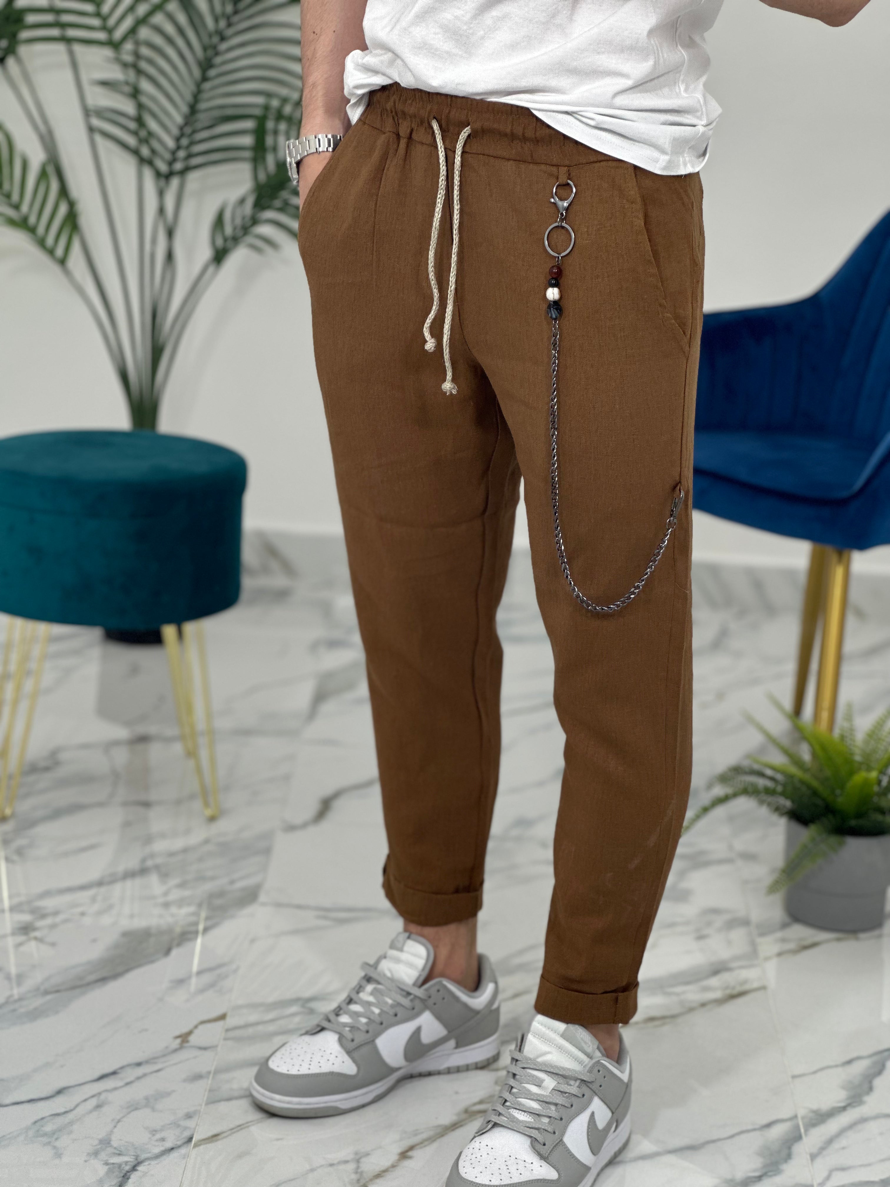 PANTALACCIO IN LINO col.TABACCO UG5000