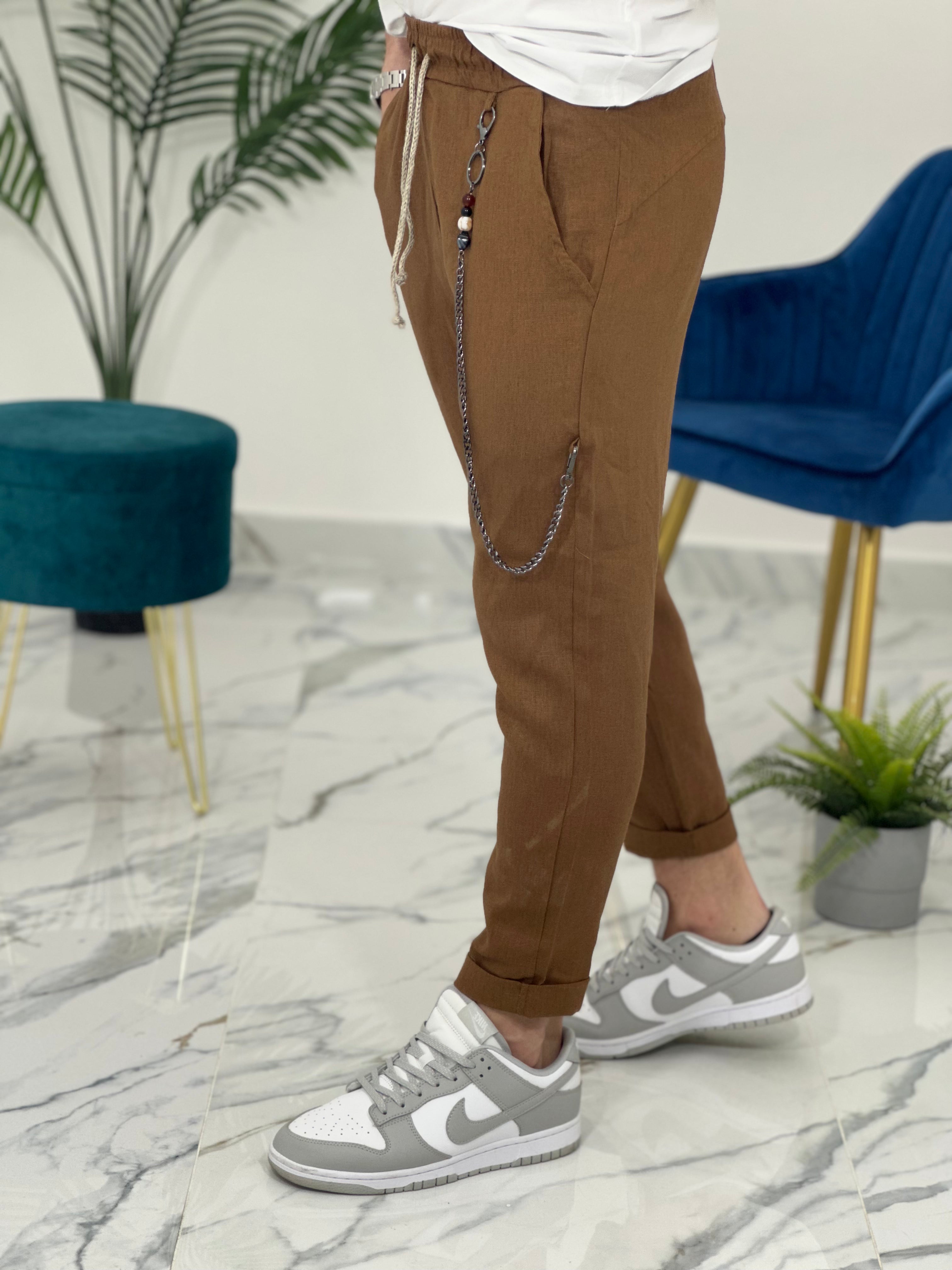 PANTALACCIO IN LINO col.TABACCO UG5000