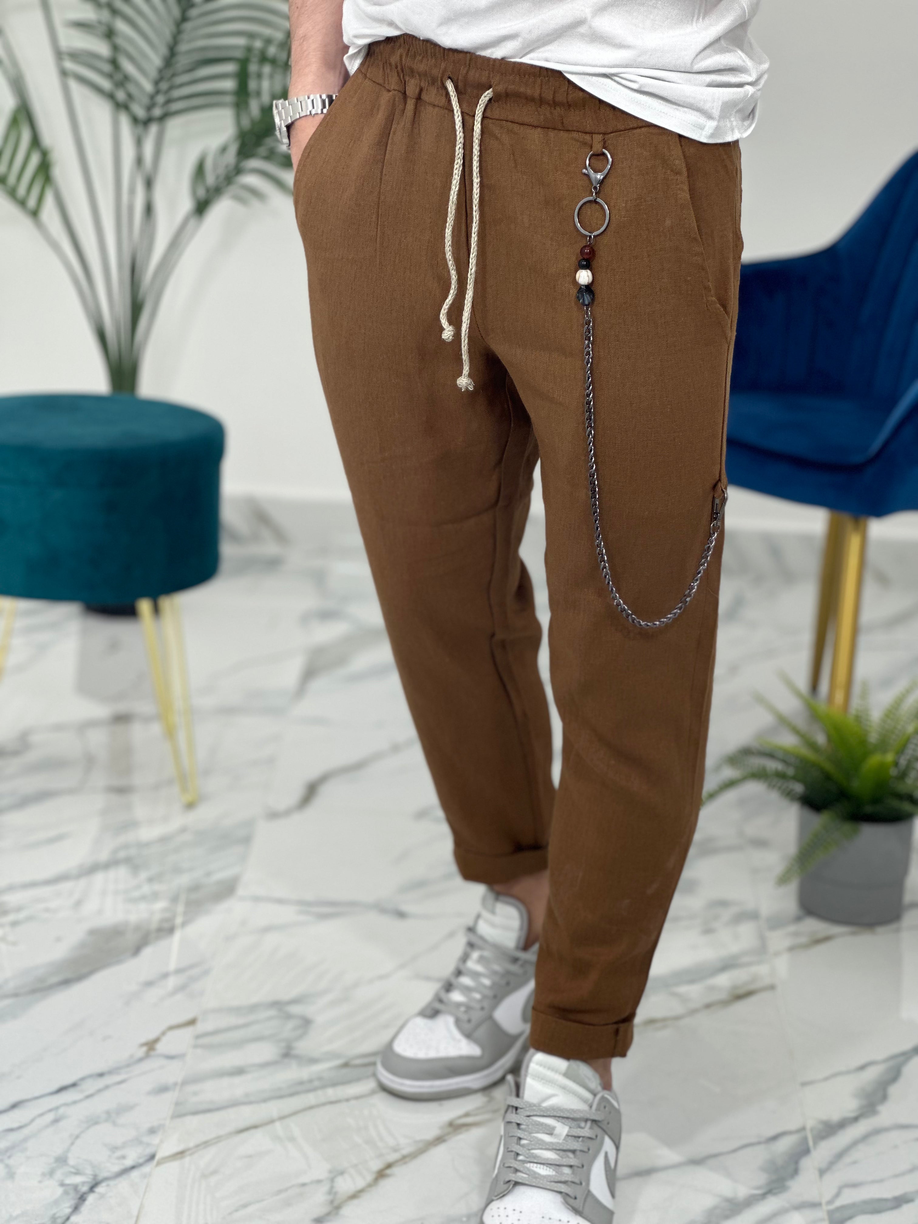PANTALACCIO IN LINO col.TABACCO UG5000
