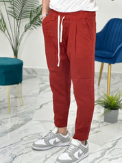 PANTALACCIO IN LINO col.MATTONE PU2126