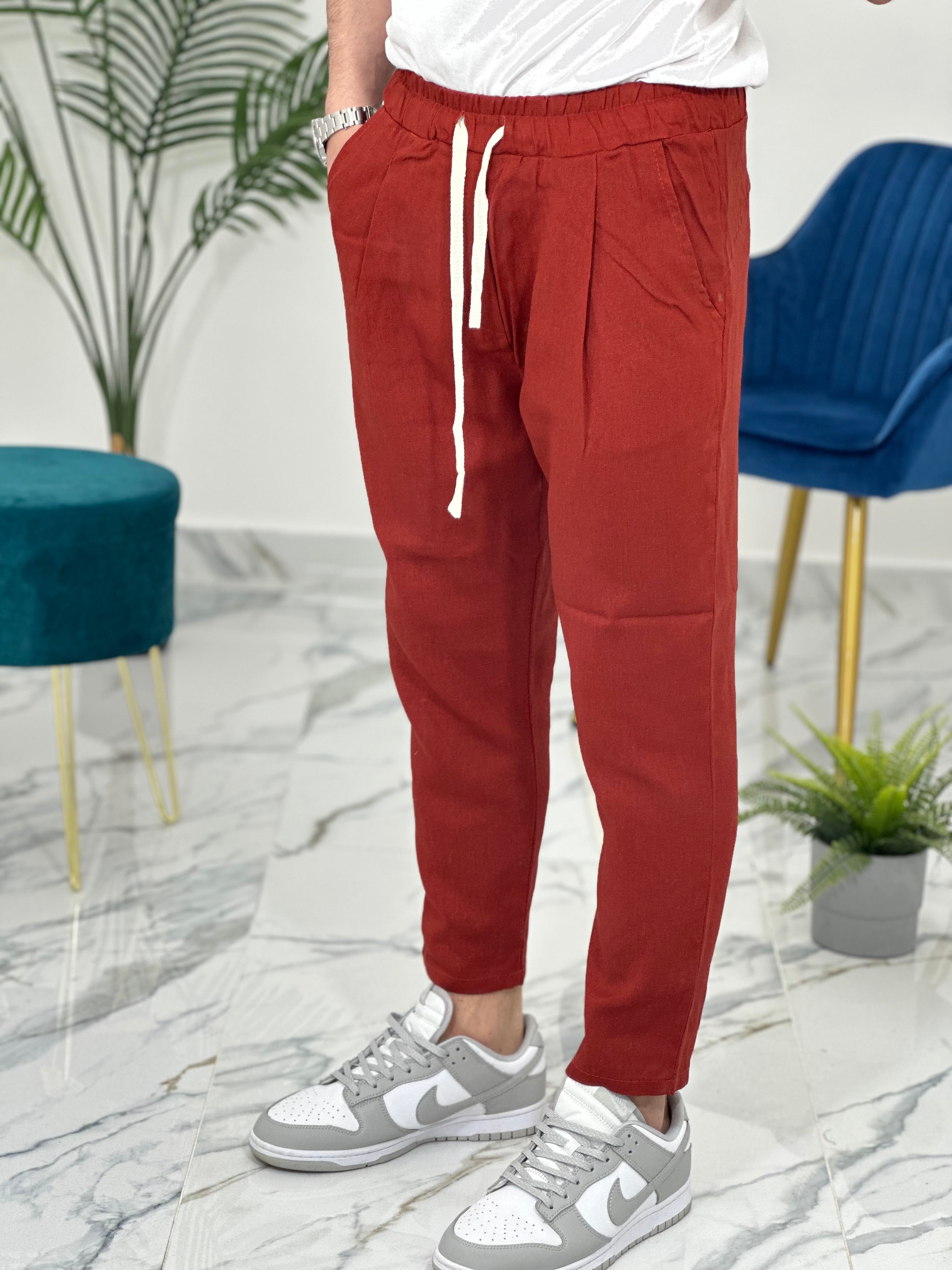 PANTALACCIO IN LINO col.MATTONE PU2126