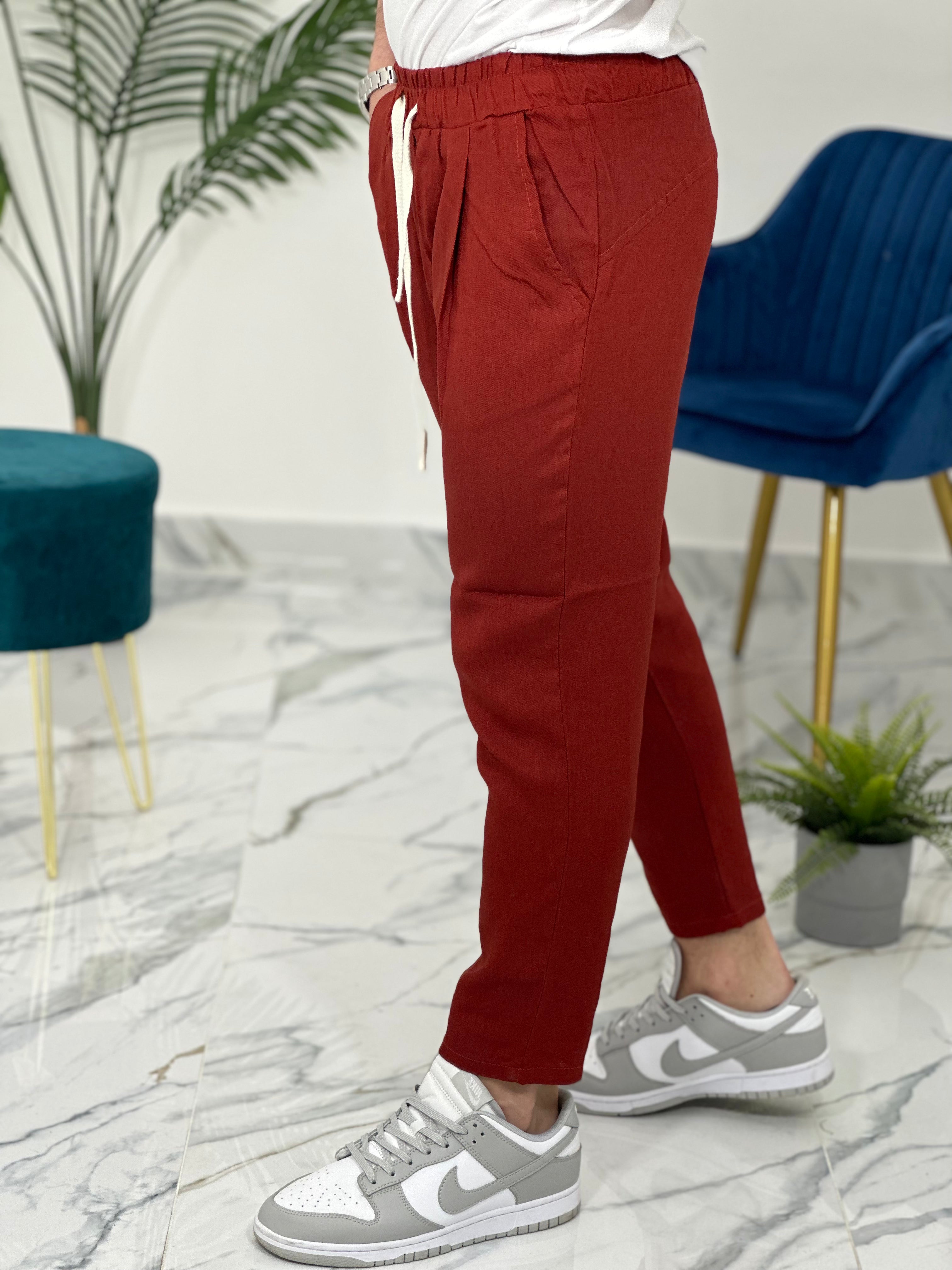 PANTALACCIO IN LINO col.MATTONE PU2126