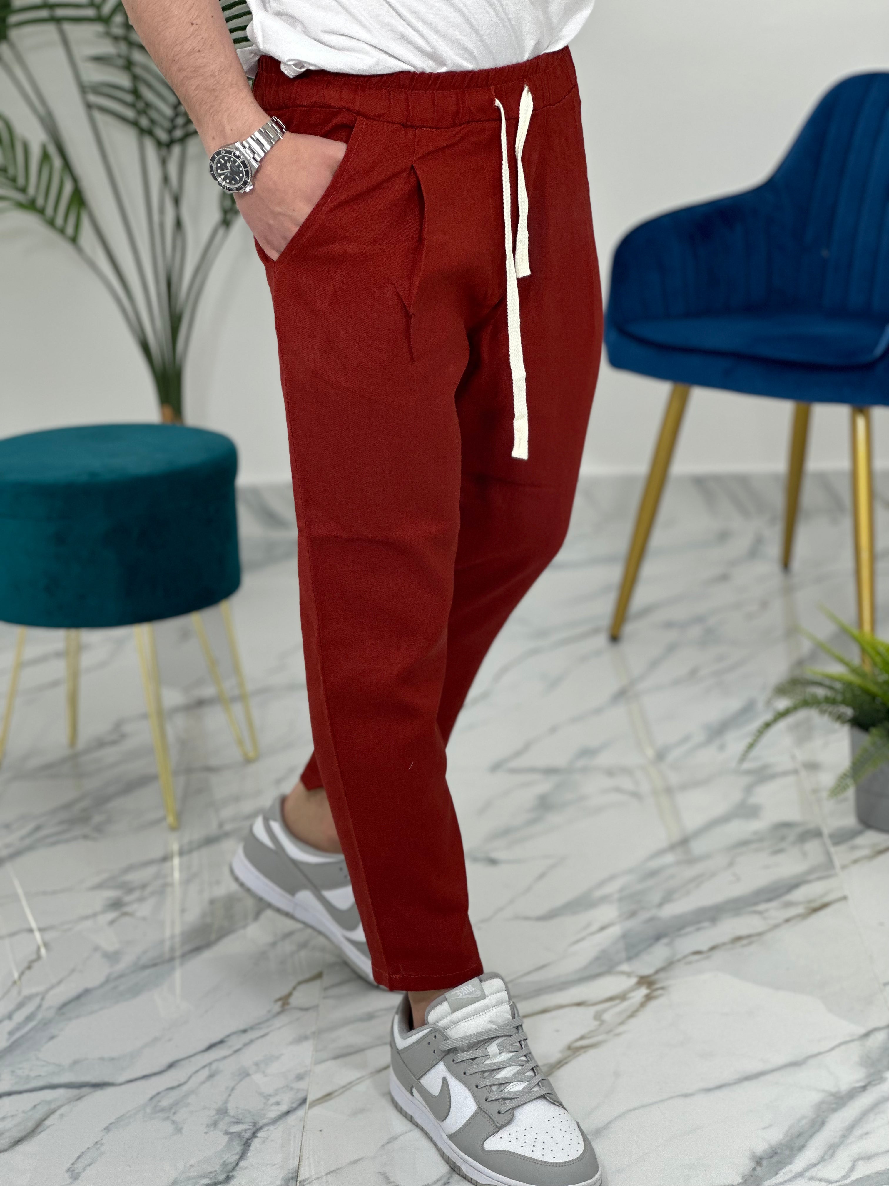PANTALACCIO IN LINO col.MATTONE PU2126
