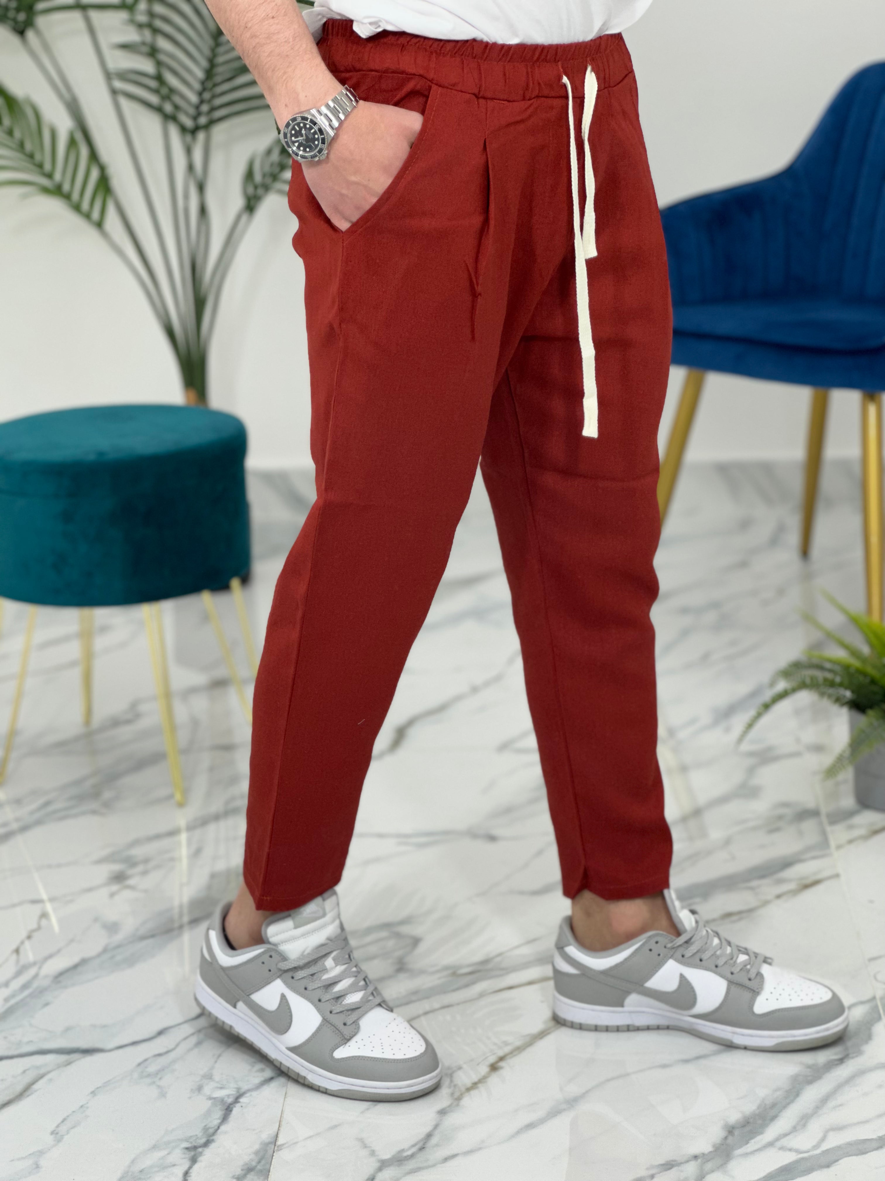 PANTALACCIO IN LINO col.MATTONE PU2126