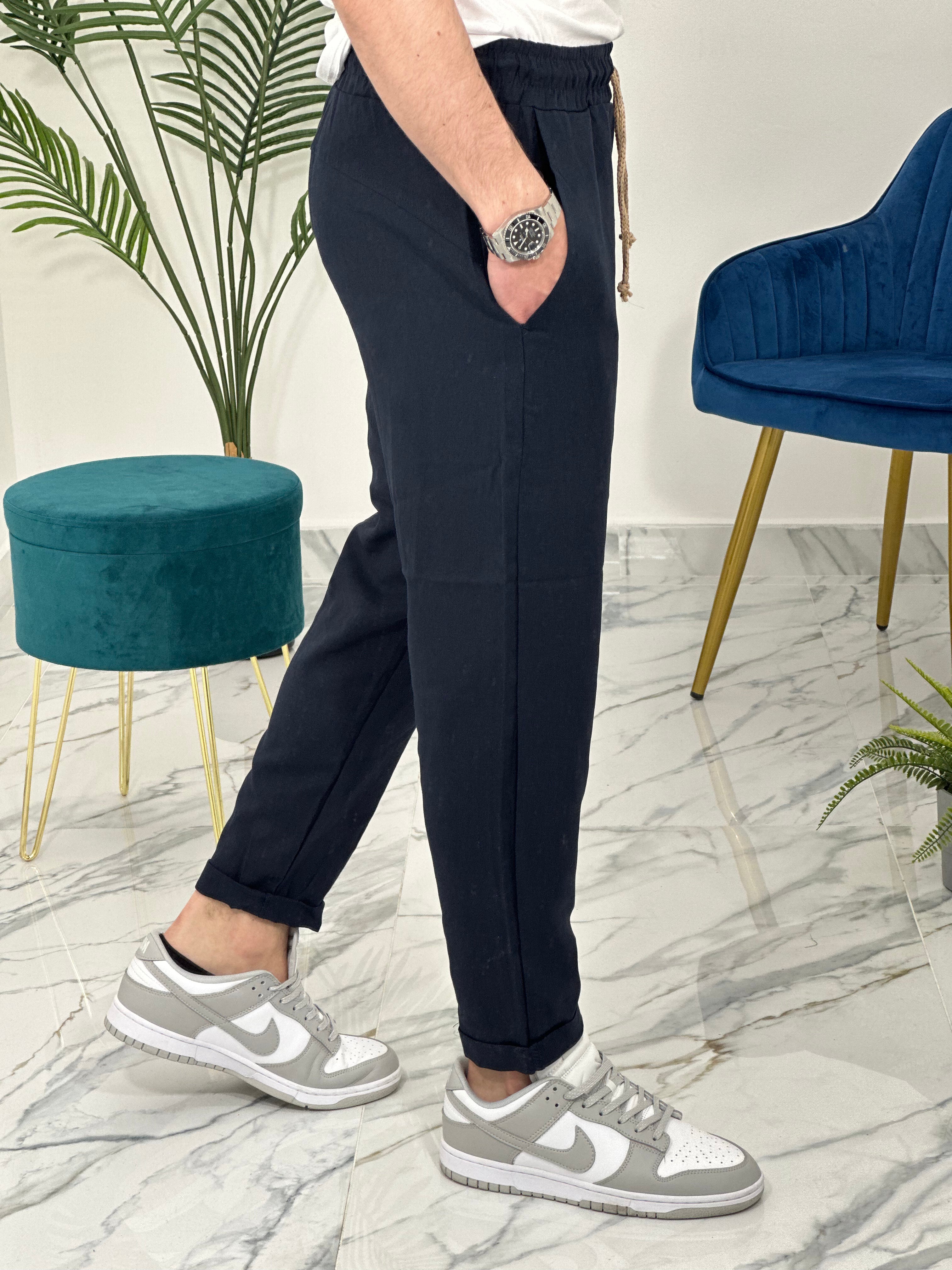 PANTALACCIO IN LINO col.BLU UG5000