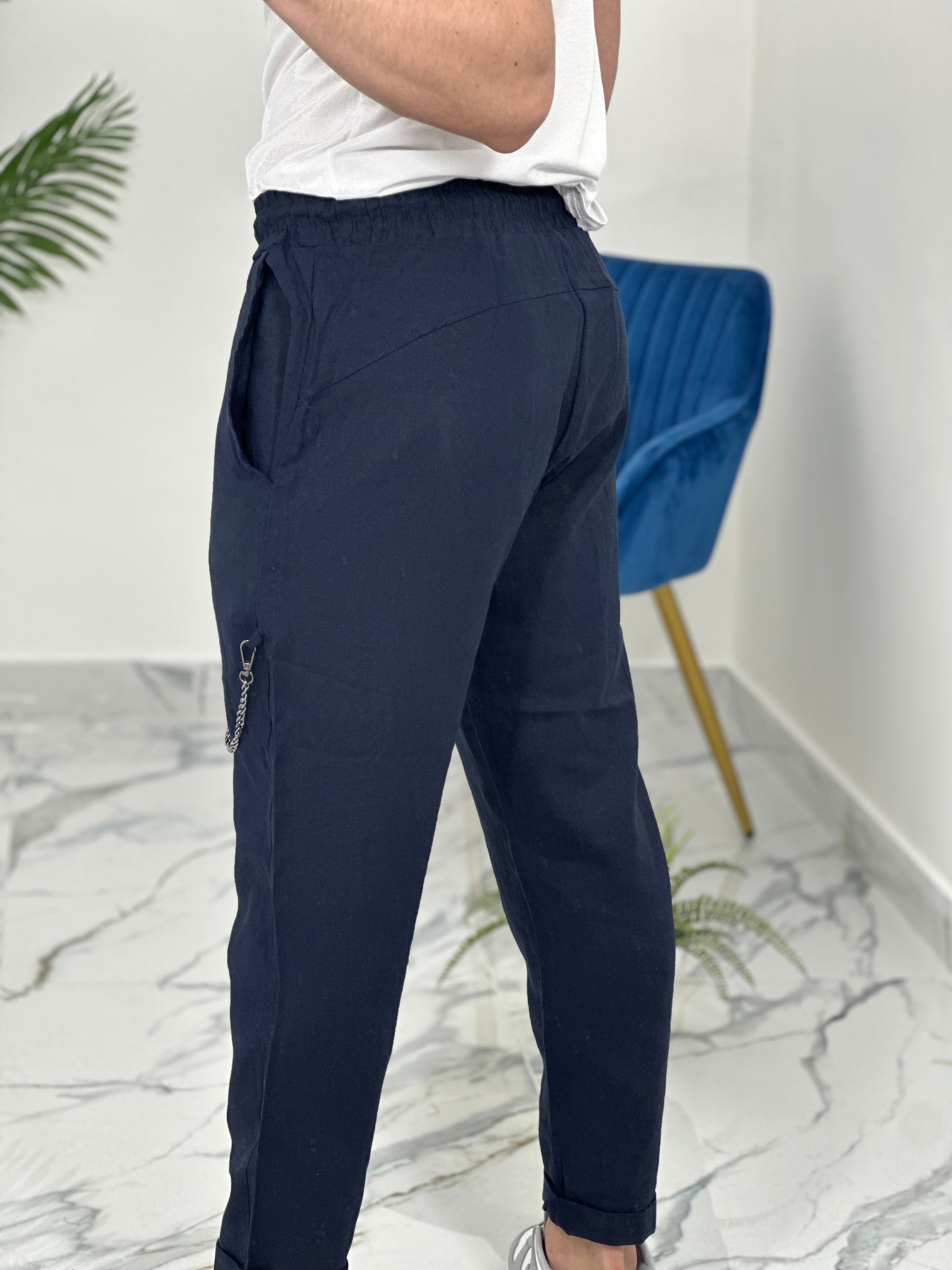 PANTALACCIO IN LINO col.BLU UG5000